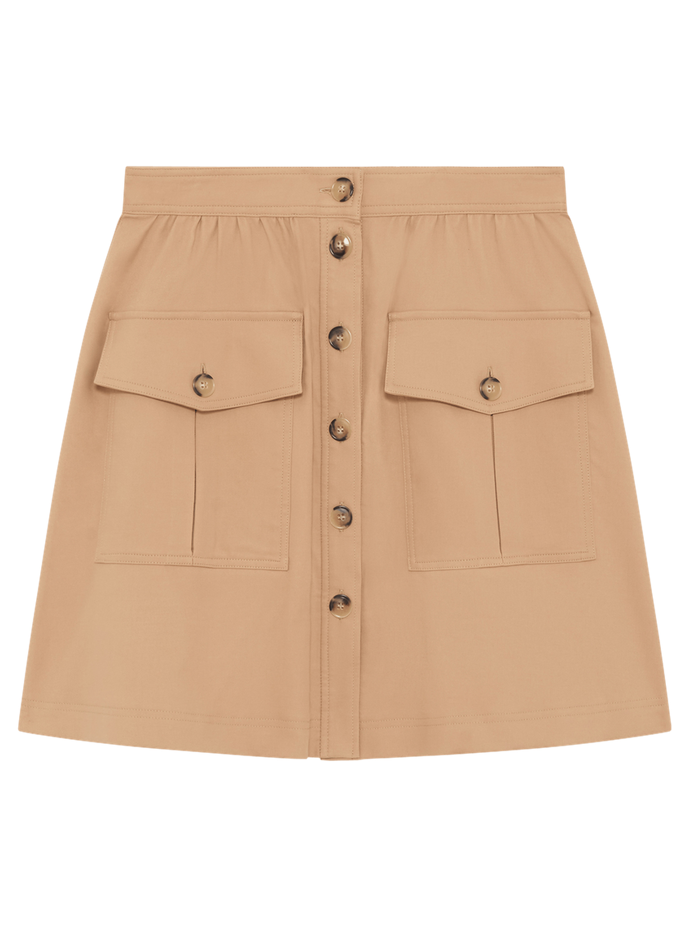 Jupe courte boutonnée en coton - nella PABLO Marron