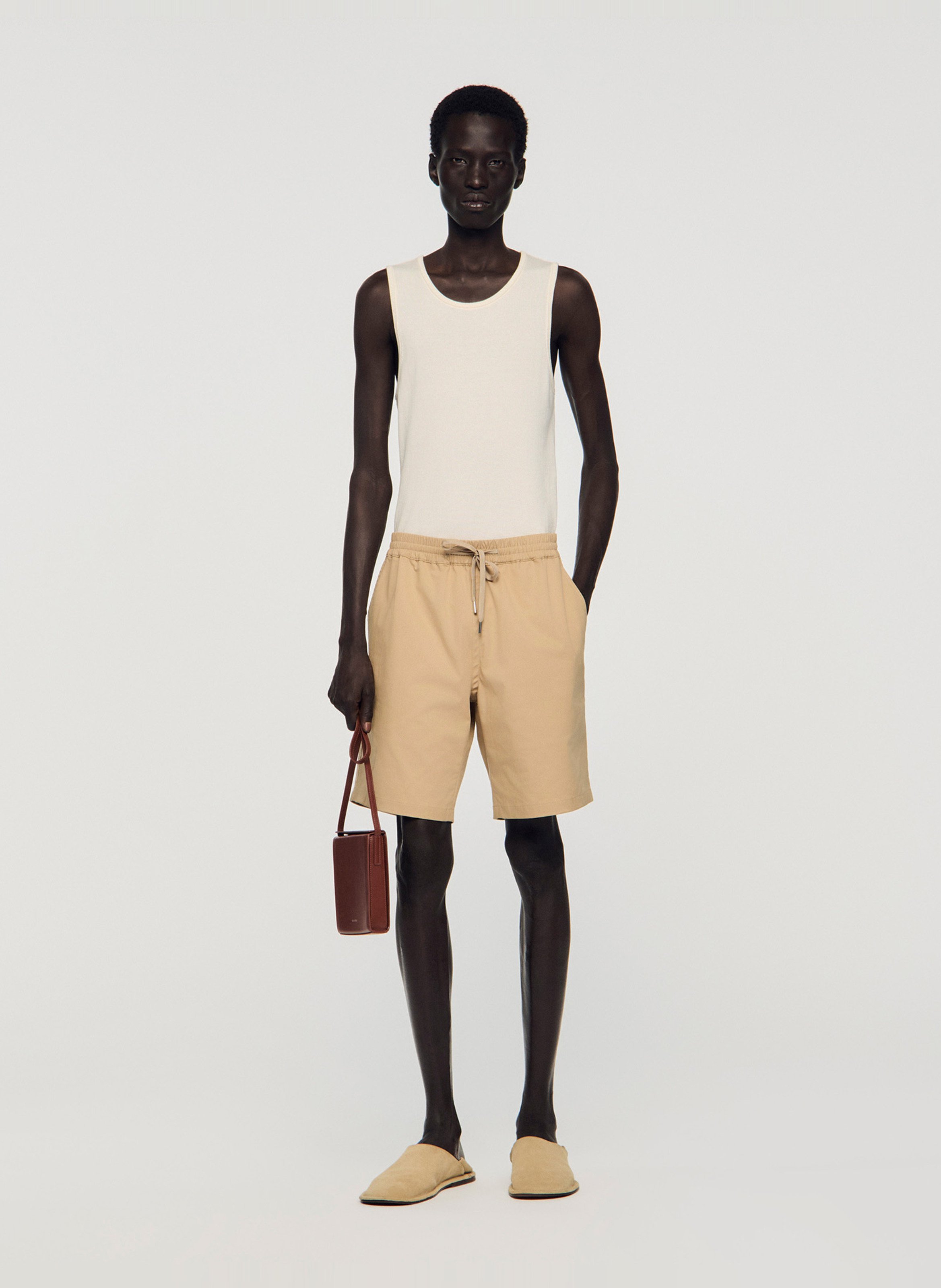 Short regular-fit en coton mélangé SANDRO Beige