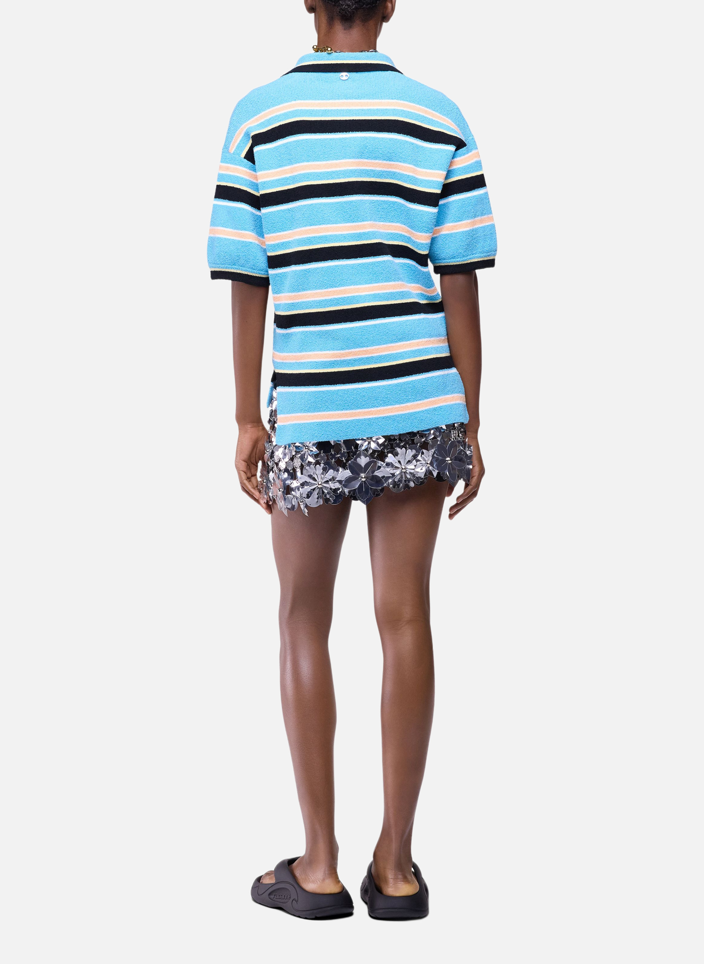Polo en maille éponge rayée RABANNE Bleu