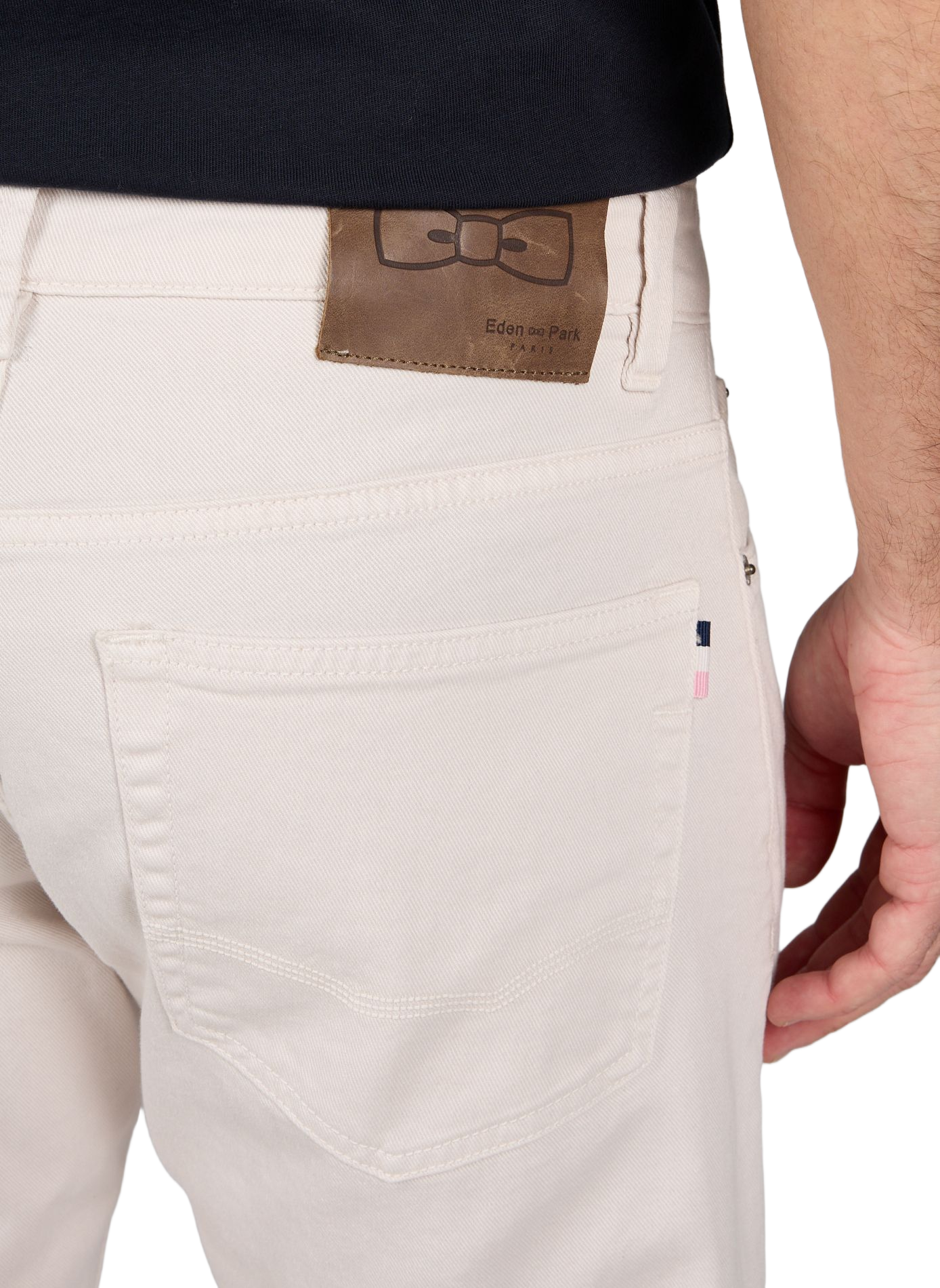 High-waisted solid straight-leg jeans EDEN PARK Beige