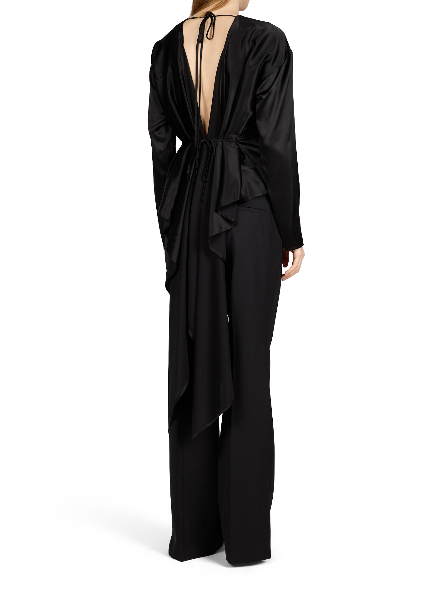 Satin tie-up silk top HELMUT LANG Black