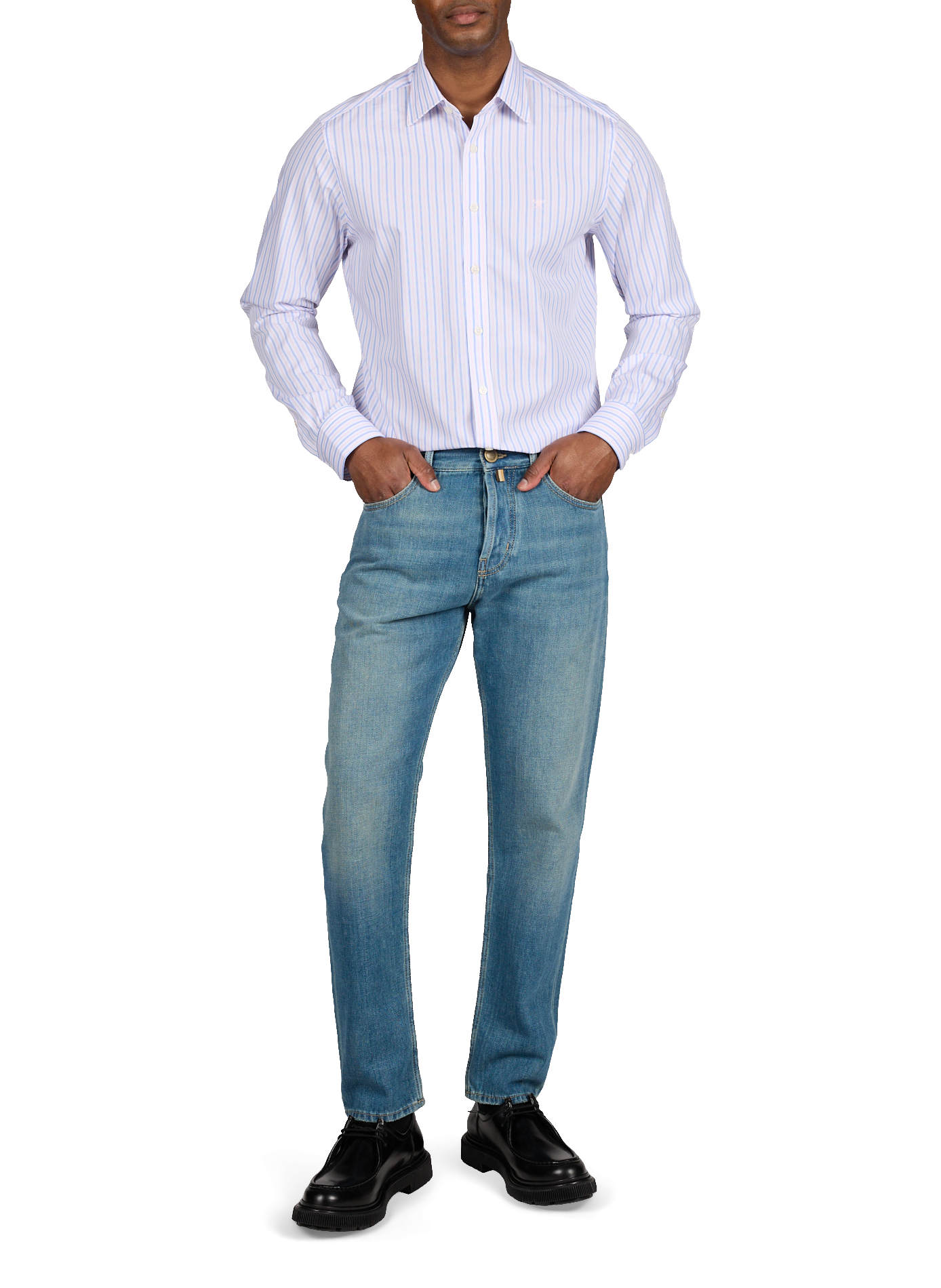 Chemise droite rayée en coton HACKETT Rose