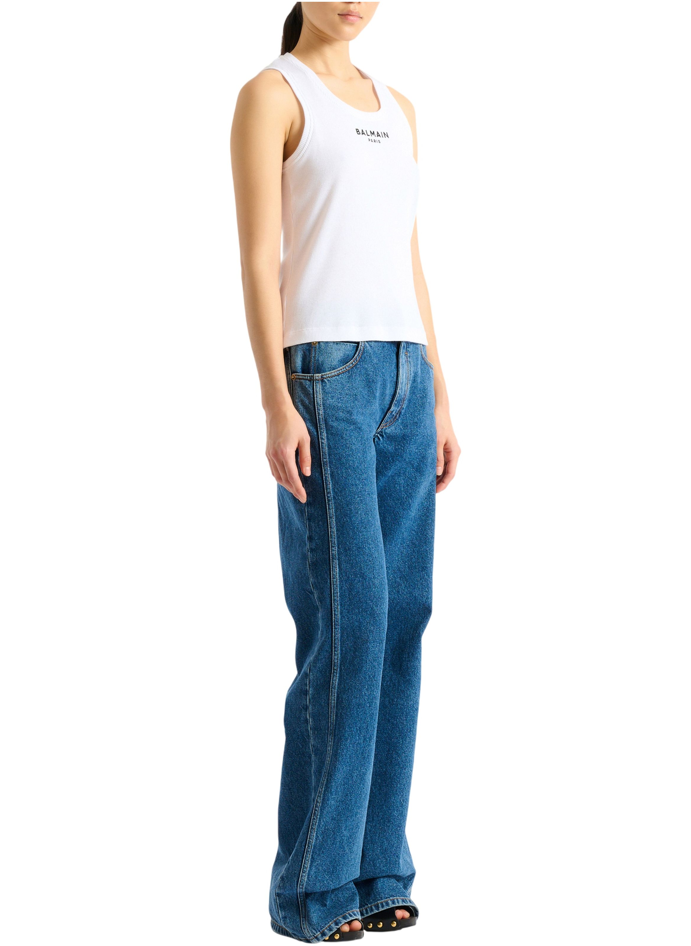 Débardeur brodé balmain paris BALMAIN Blanc