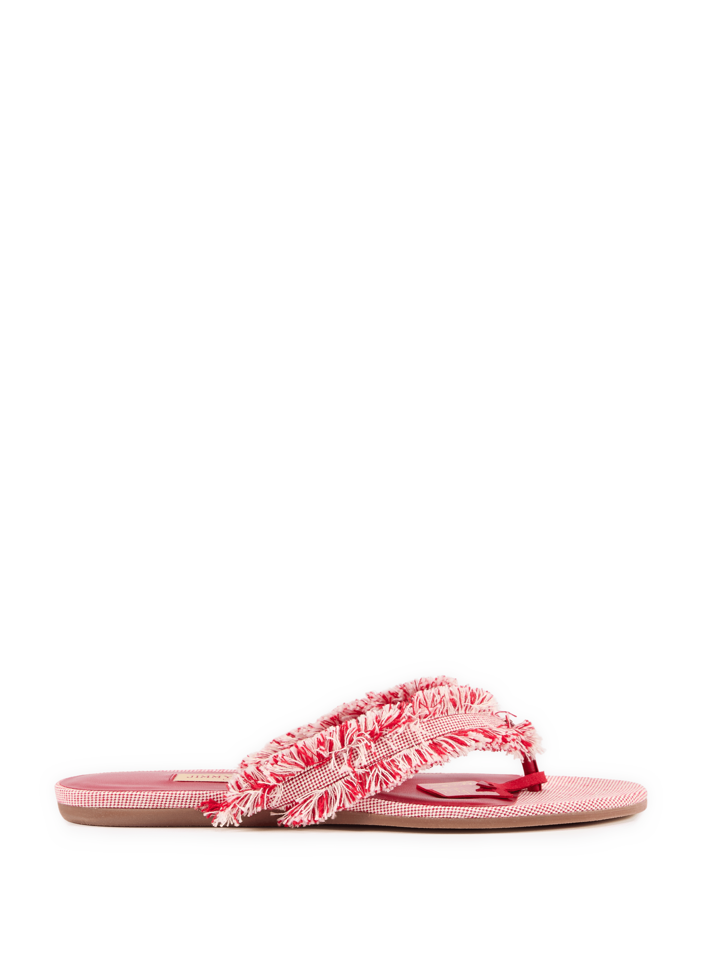 Bay Flat soft frayed canvas flat sandals JIMMY CHOO Red