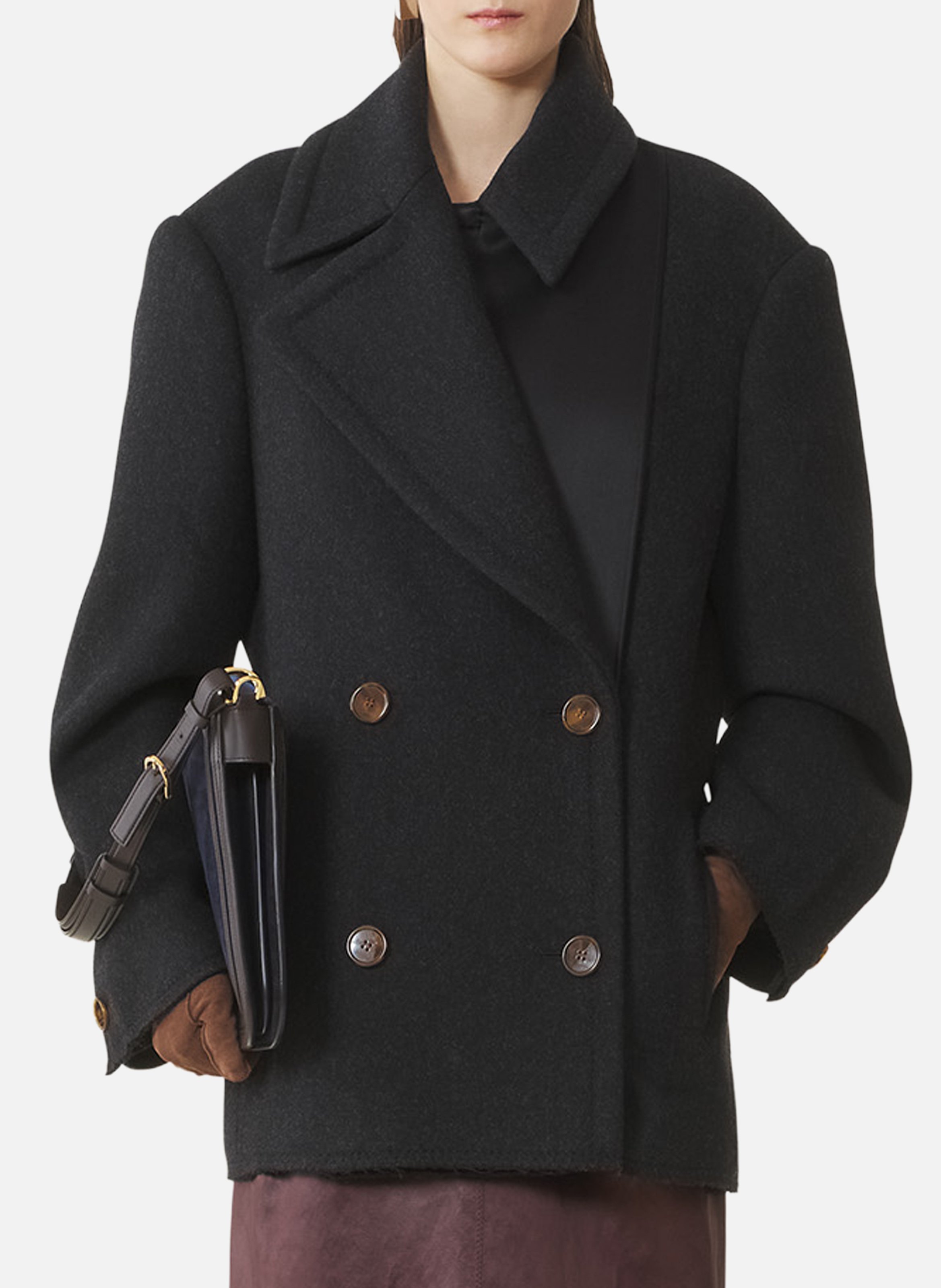 Caban court en laine LANVIN Noir