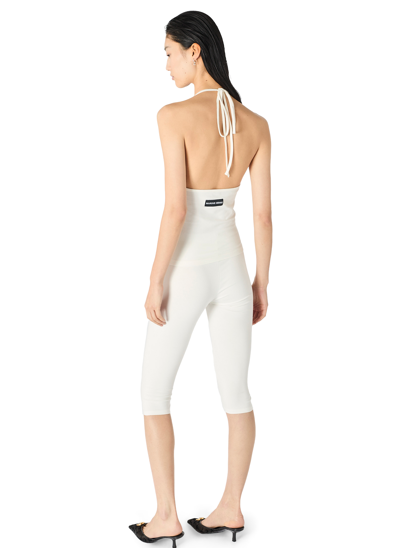 Pearl logo jersey capri MARINE SERRE White