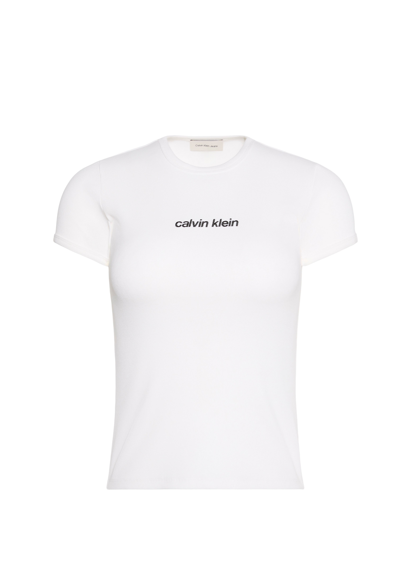 Taillierte T-Shirt mit Logo aus Baumwollmischung CALVIN KLEIN Weiss