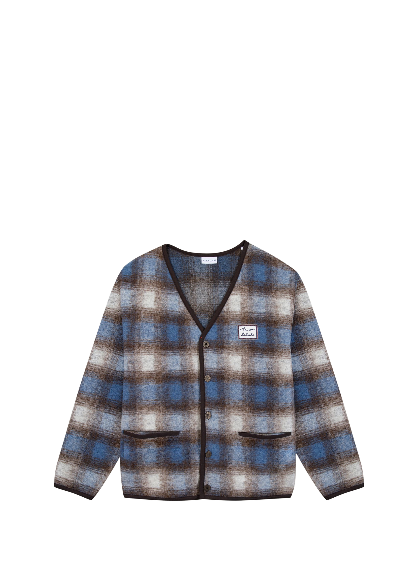 Barroux Karo-Wollmischung Cardigan. MAISON LABICHE Braun
