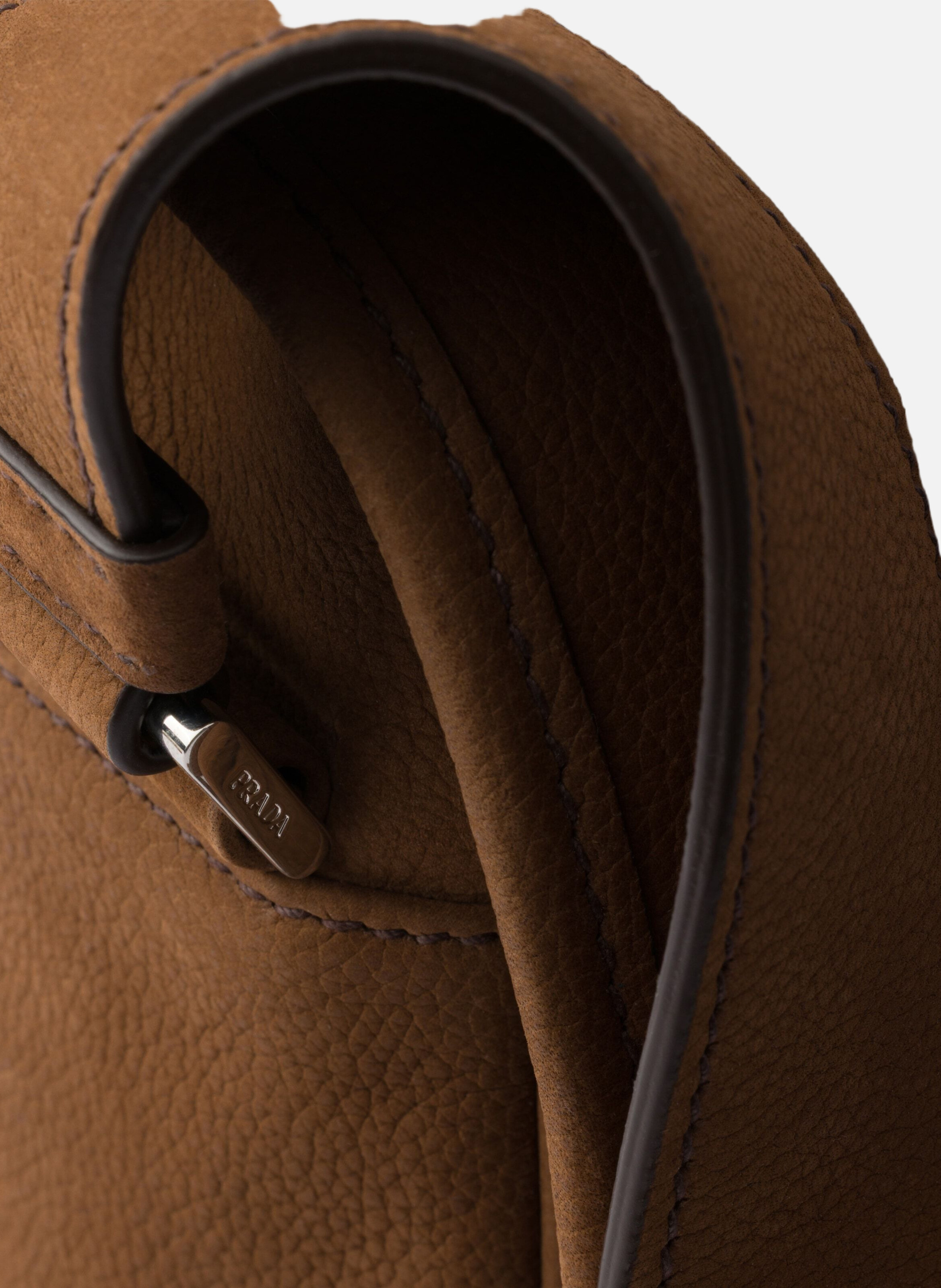 Sac à bandoulière en cuir nubuck PRADA Marron