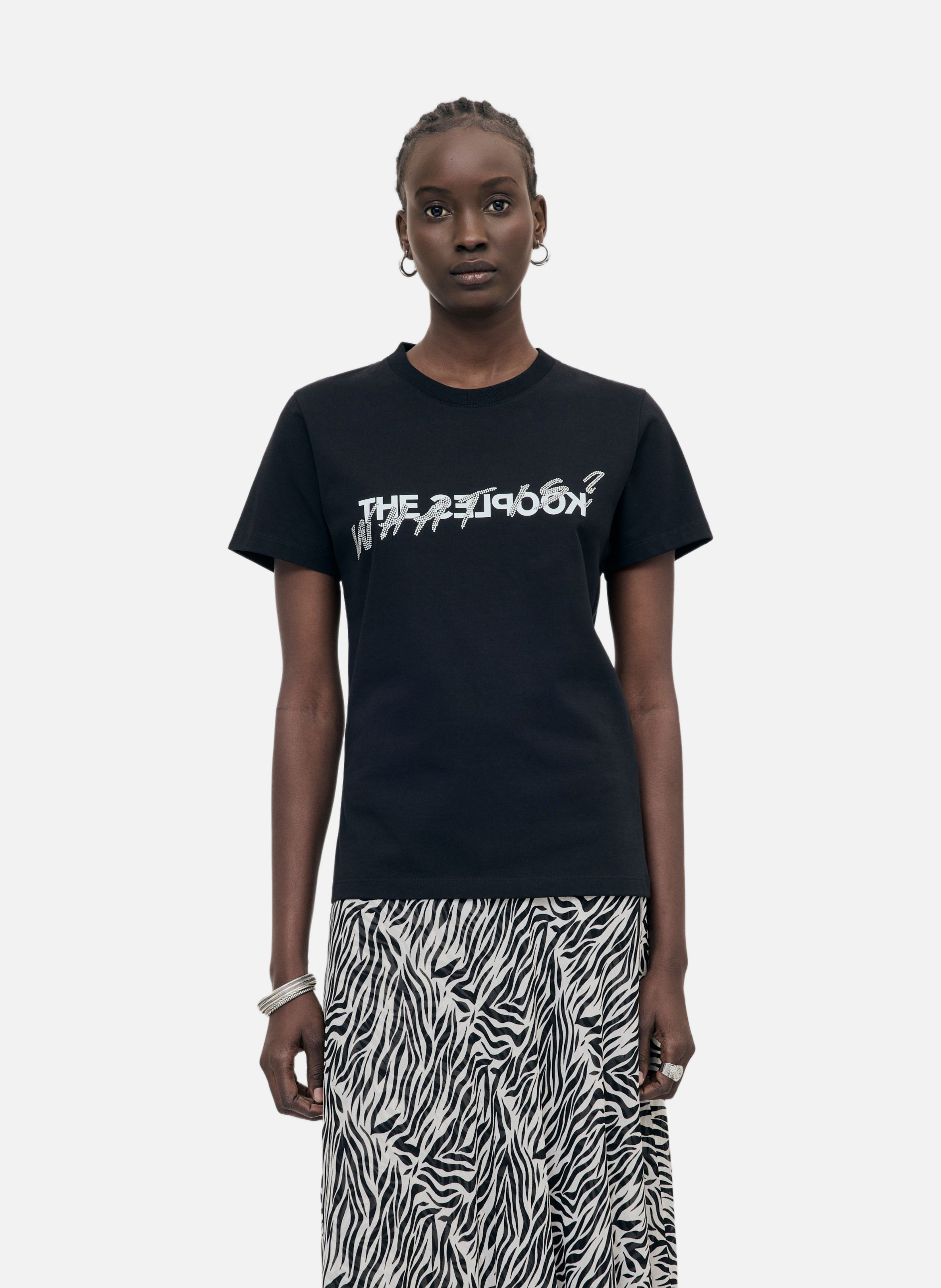 T-shirt en coton what is avec strass THE KOOPLES Noir