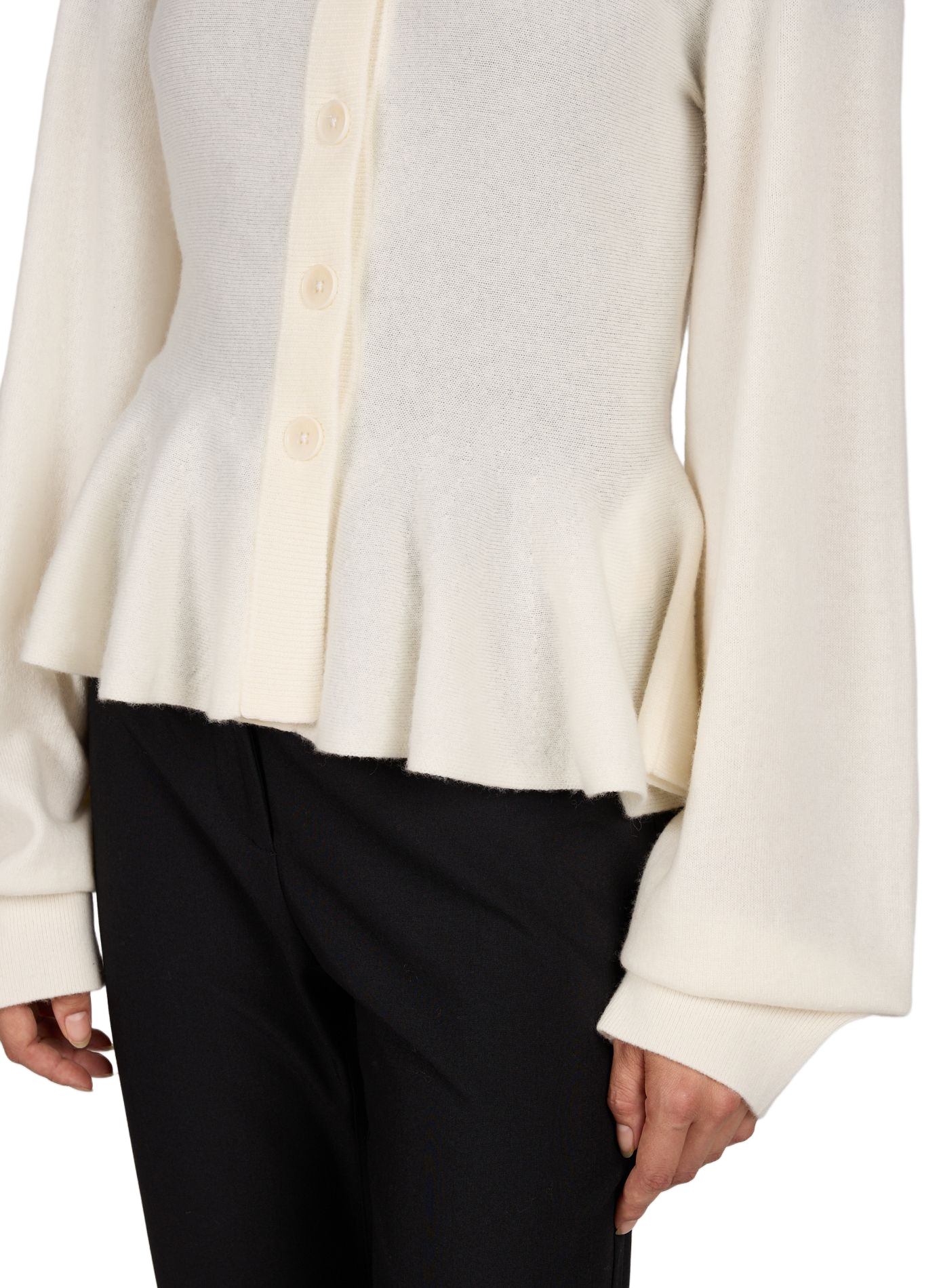 Cardigan cintré en laine mélangé ROTATE Beige