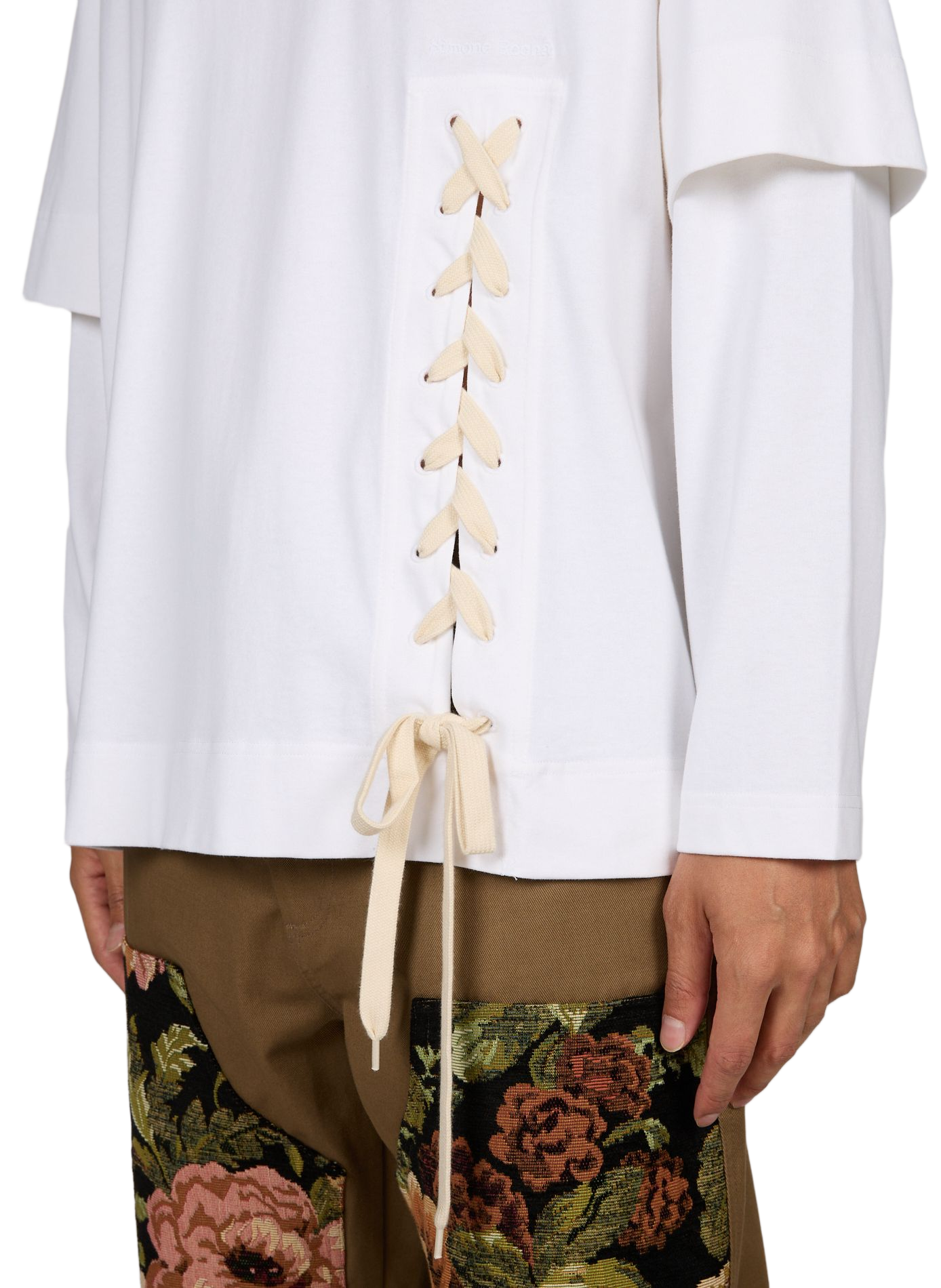 Ruim T-shirt met katoenen veters. SIMONE ROCHA Beige