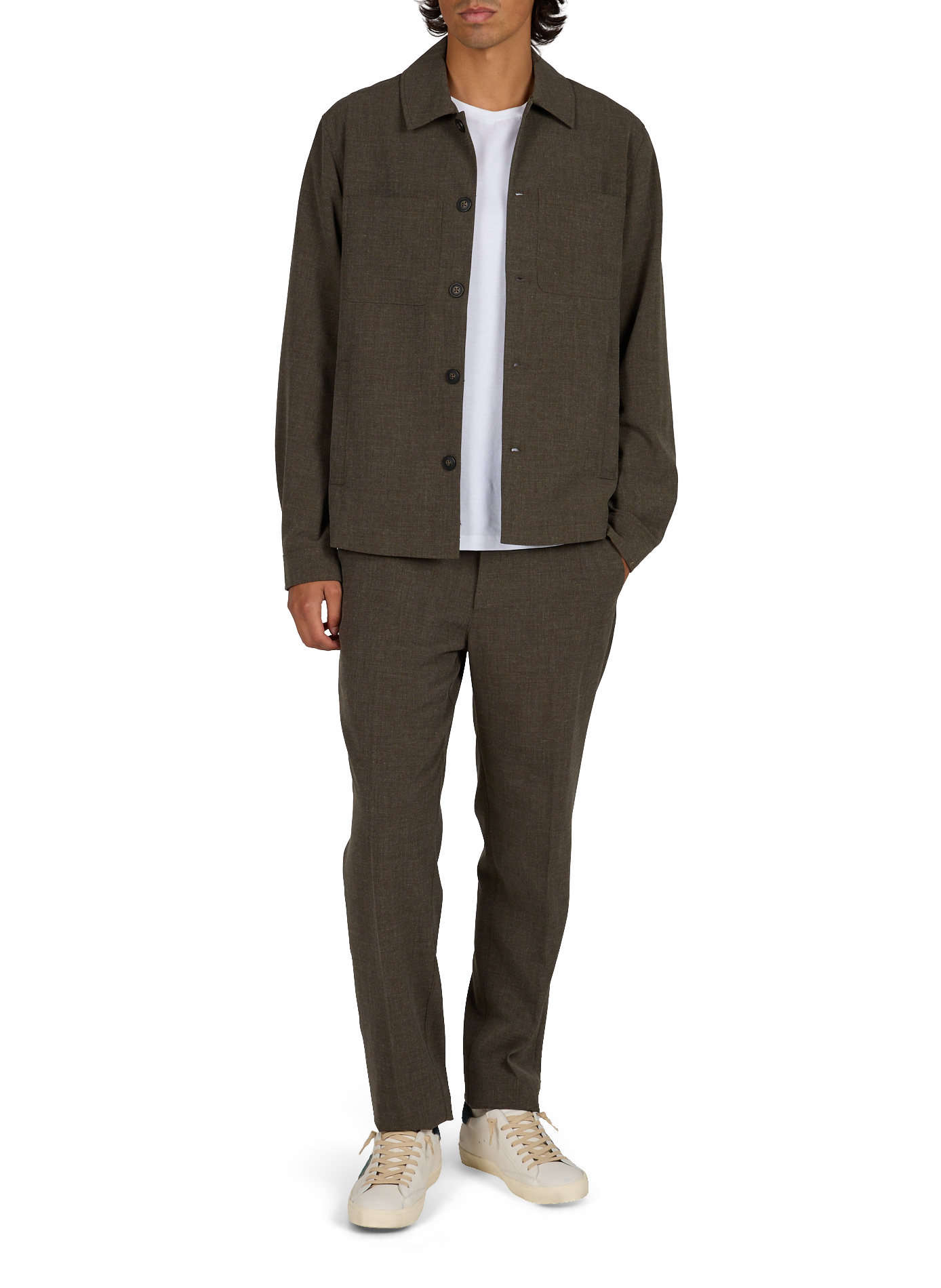 Solid button-down shirt LES DEUX Khaki