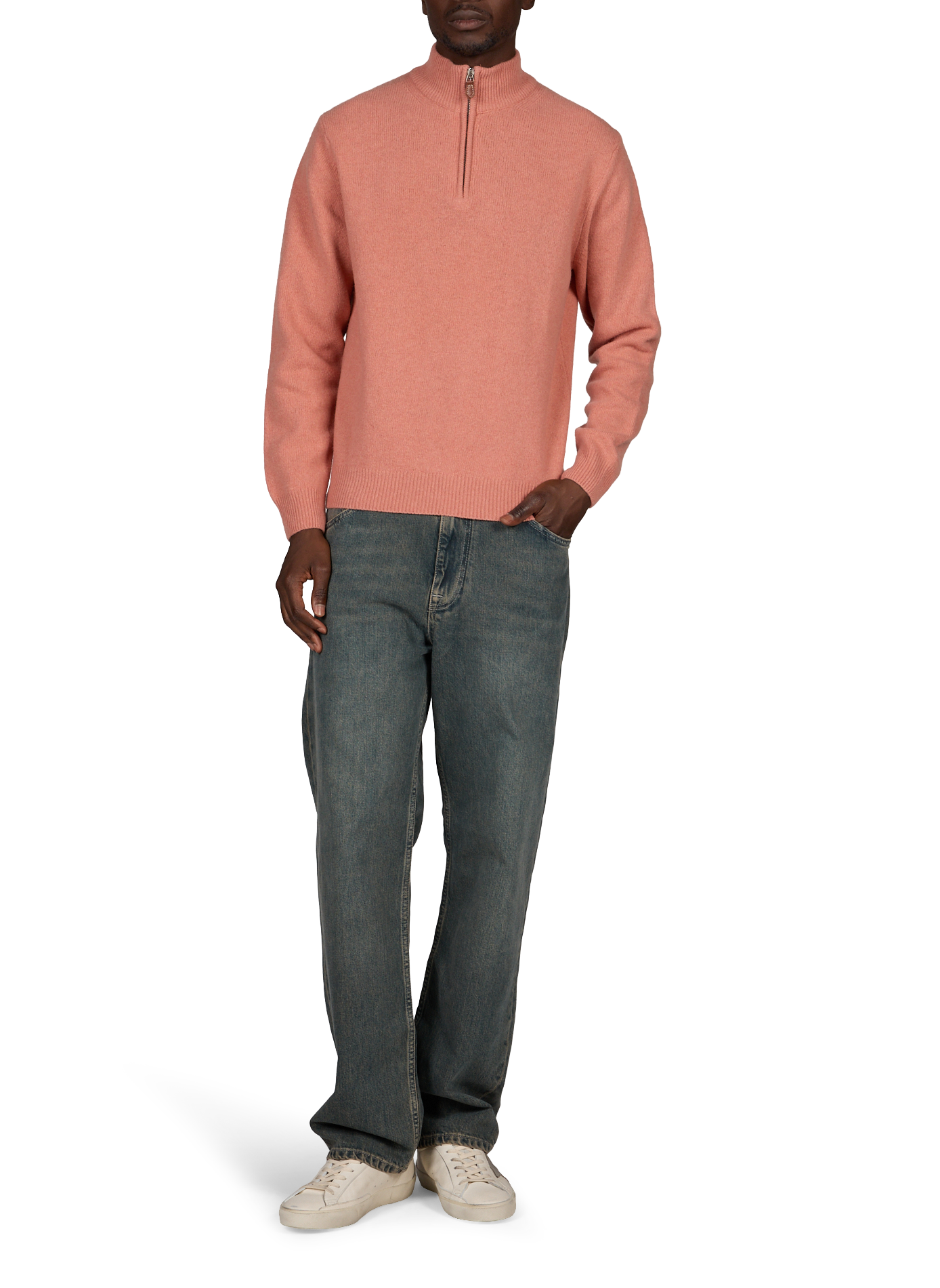 Zippered wool blend sweater. 1789 CALA Pink