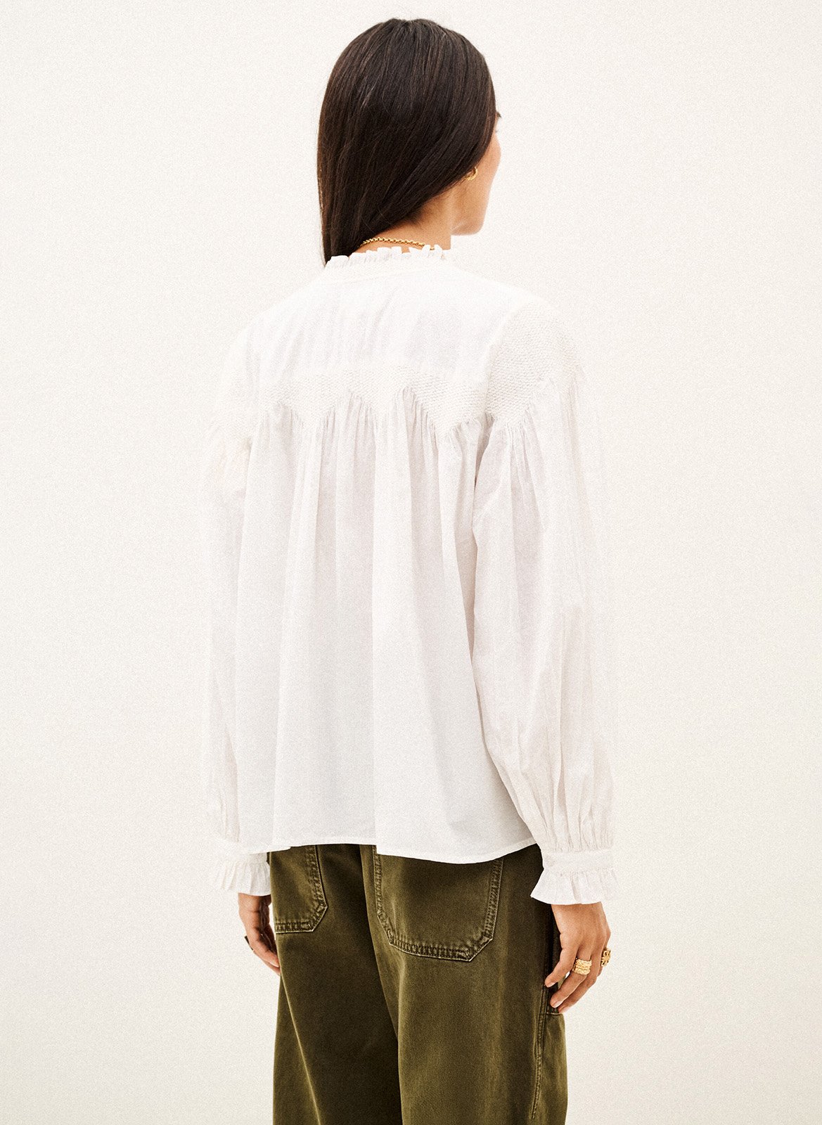 Chemise ample à broderie en coton tonia BA&SH Beige