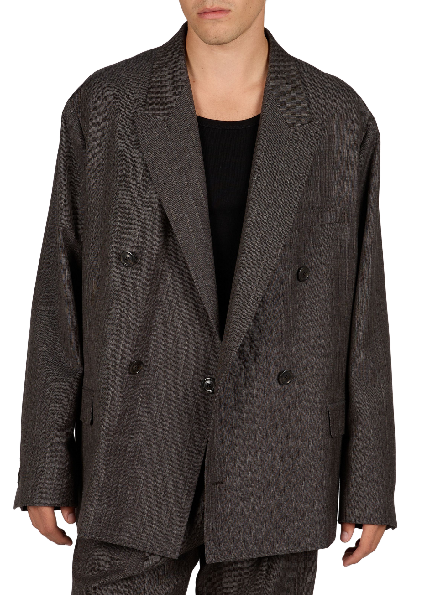 Weiter, taillierter, gestreifter Blazer aus Wolle und Baumwolle OUR LEGACY Grau