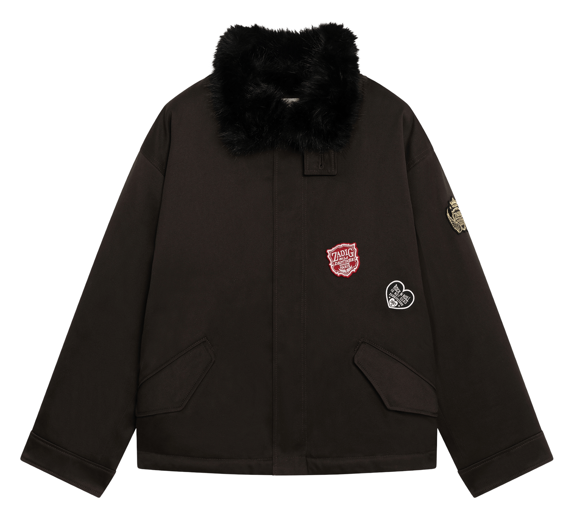 Jas met mantel kraag van kadris-katoen ZADIG&VOLTAIRE Bruin
