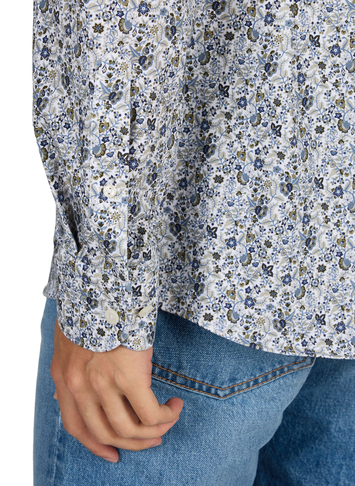 Tailliertes Hemd aus Baumwolle mit Print ETON Grun