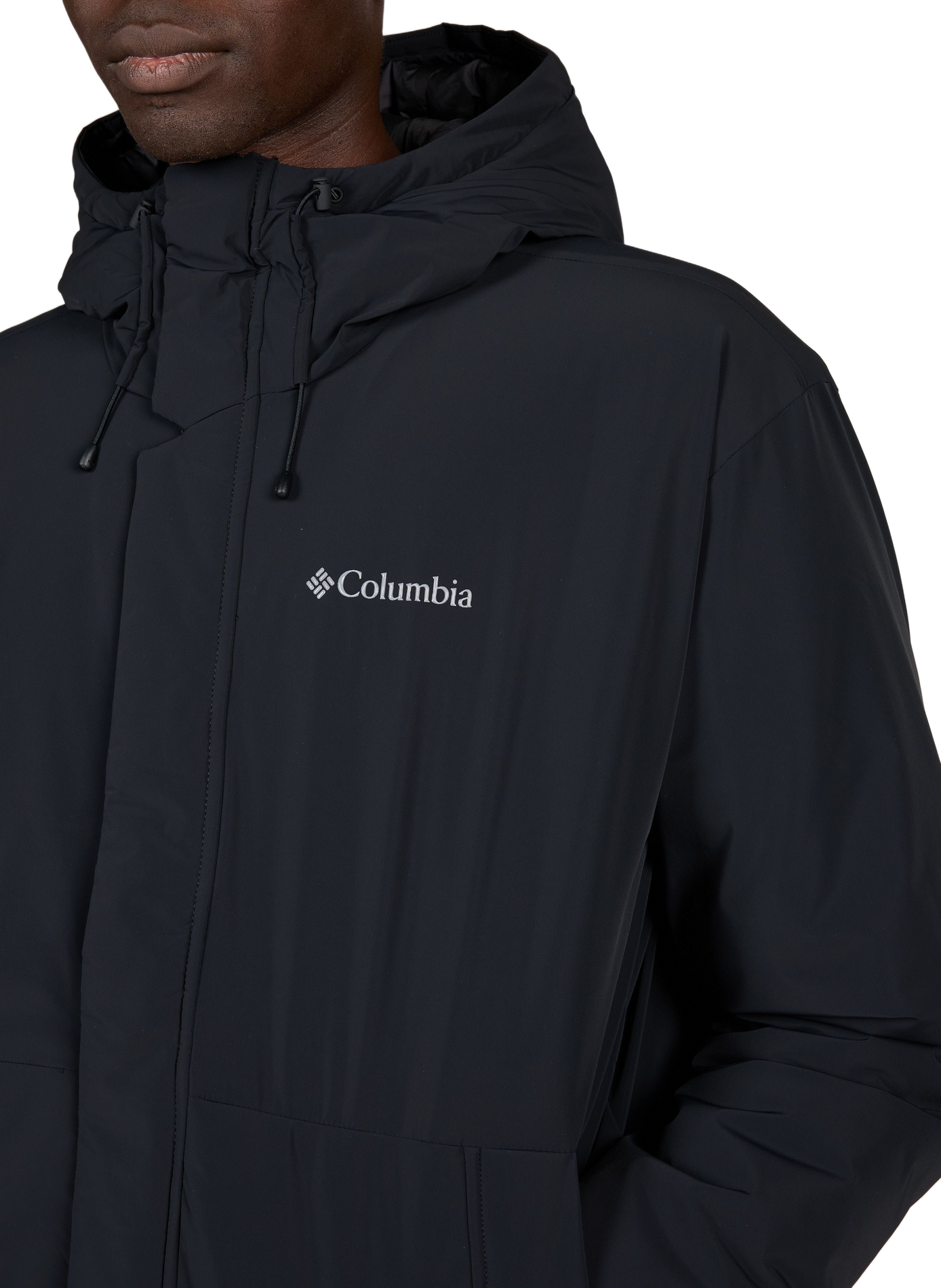 Plain hooded straight parka COLUMBIA Grey