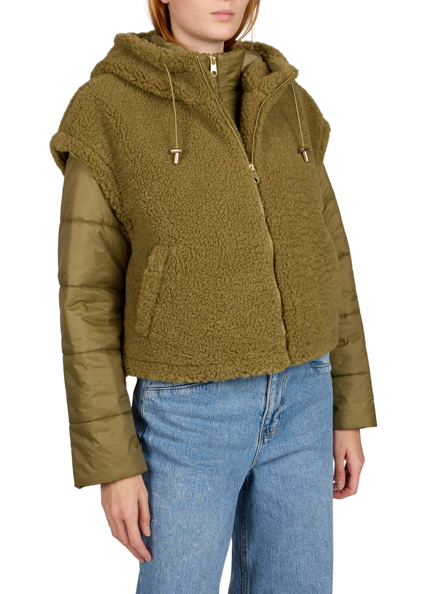 Teddyjas met gewatteerde voering | Groen VILA Dames