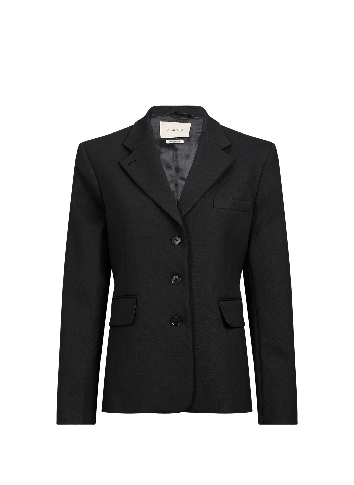 Cillian plain straight-cut tailored jacket ALMADA Black