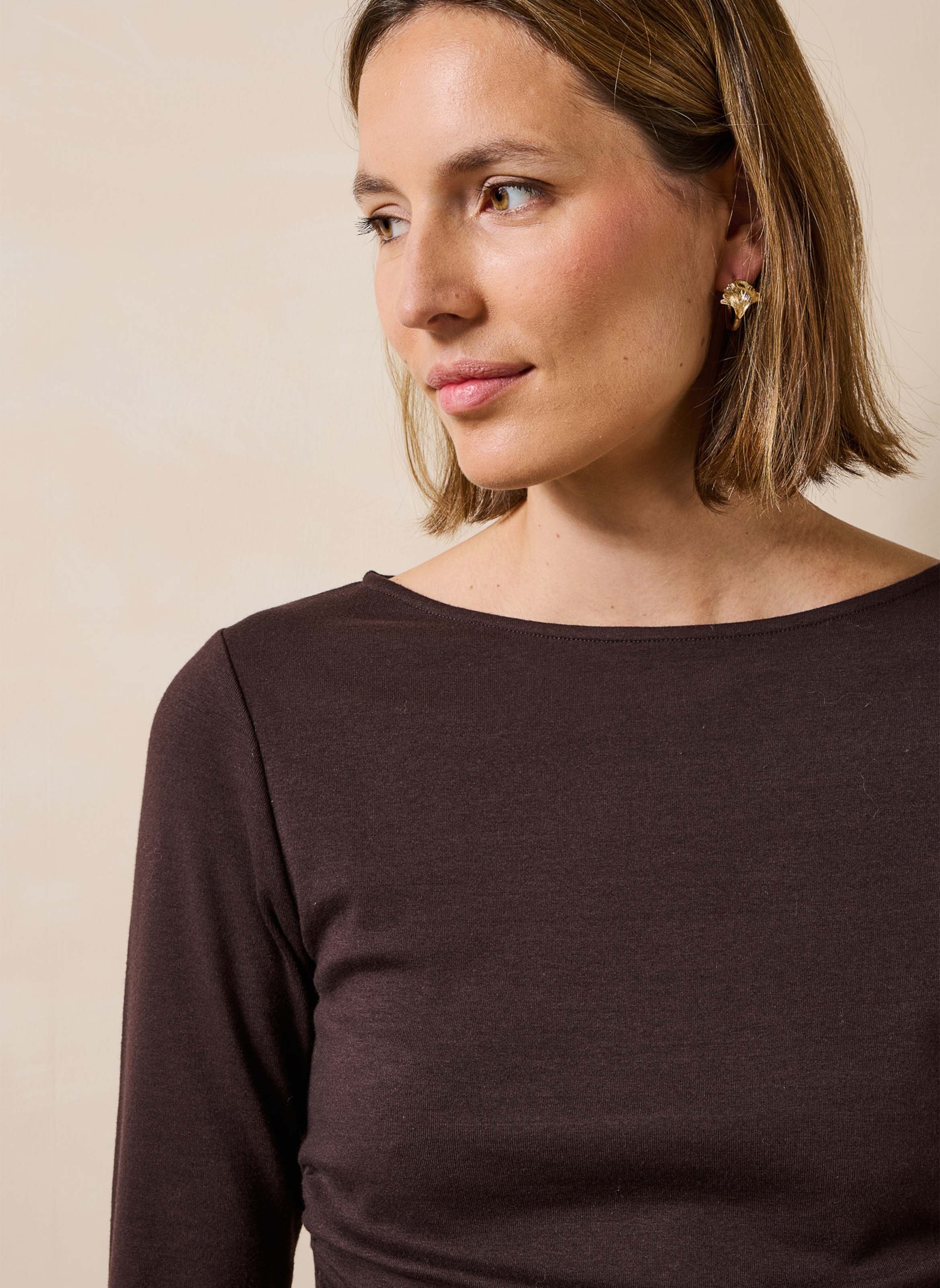 T-shirt met ronde hals LA FEE MARABOUTEE Bruin
