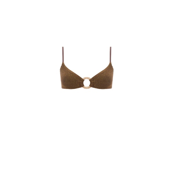 Bond Eye Crushed-effect Bikini Top In Black