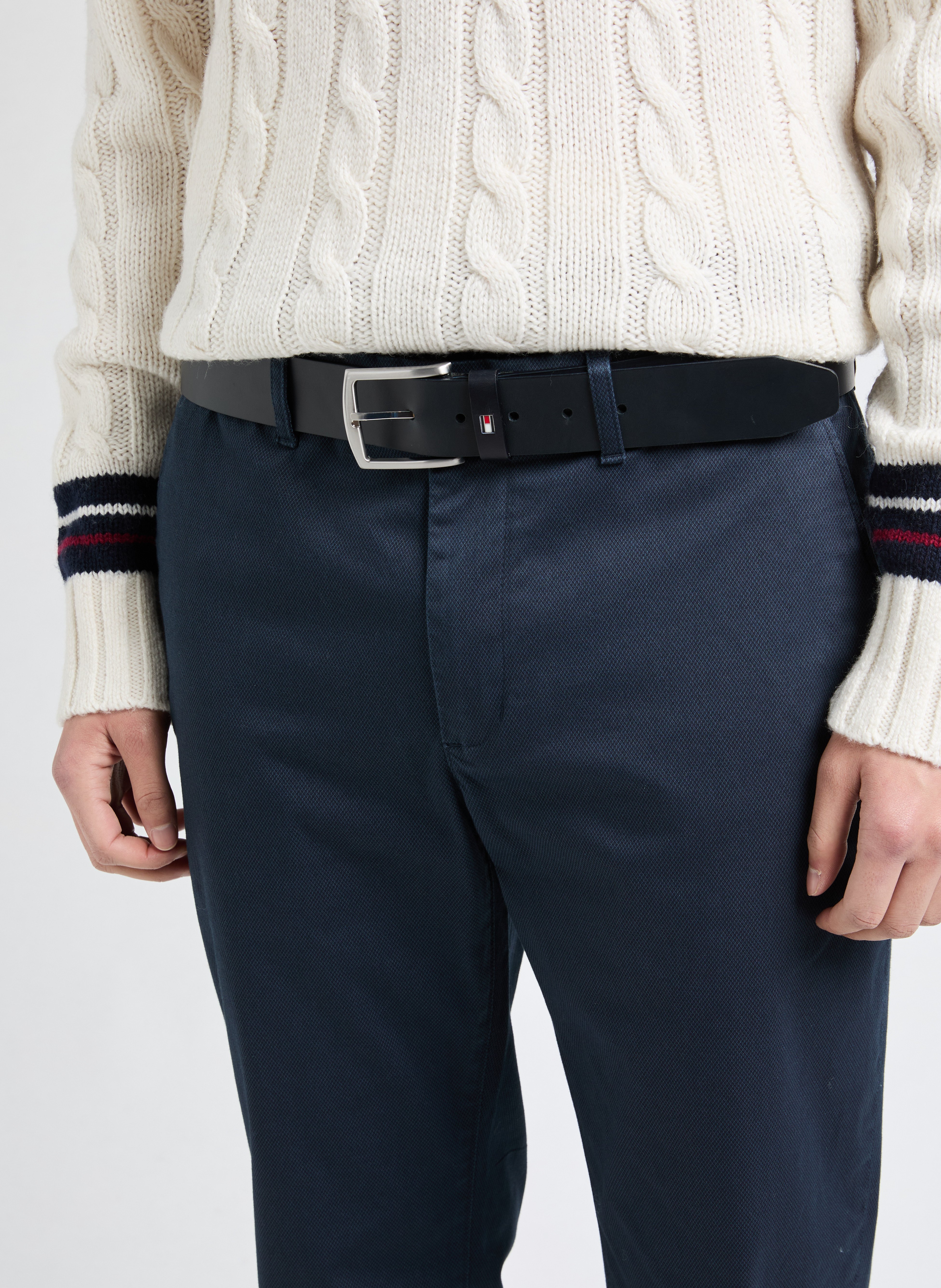 New Denton leather belt TOMMY HILFIGER Blue