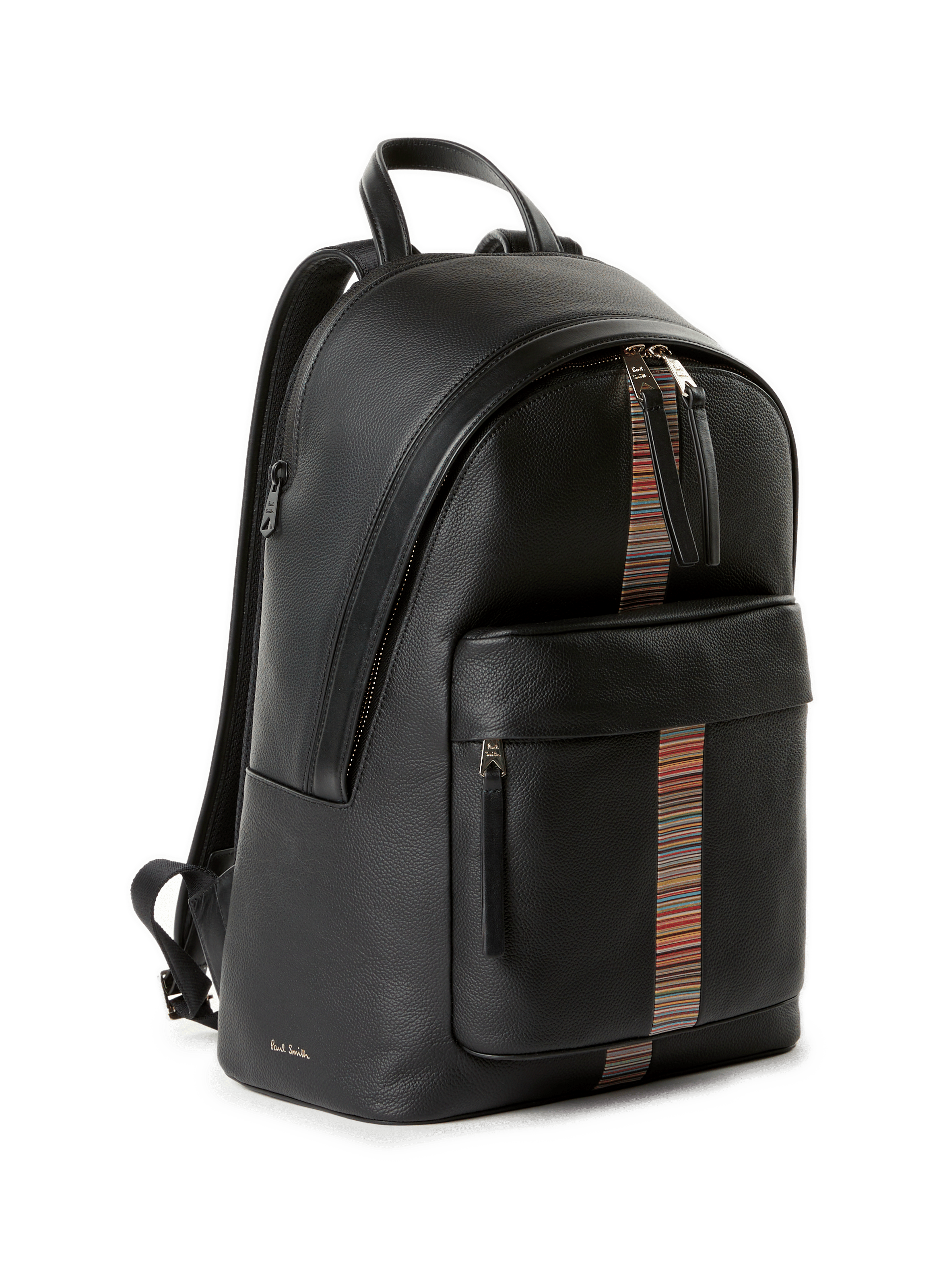 Leather backpack with Artist Stripe band PAUL SMITH Black