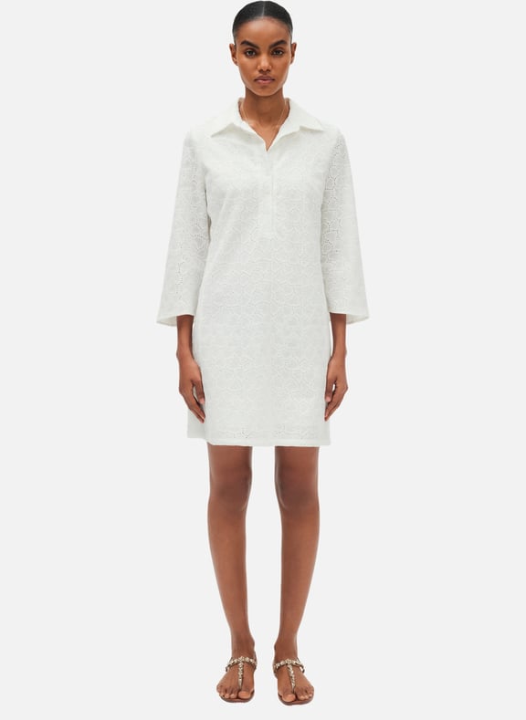 Robe courte en dentelle à col chemise - piera Blanc by PABLO PABLO Robe courte en dentelle à col chemise - piera Blanc