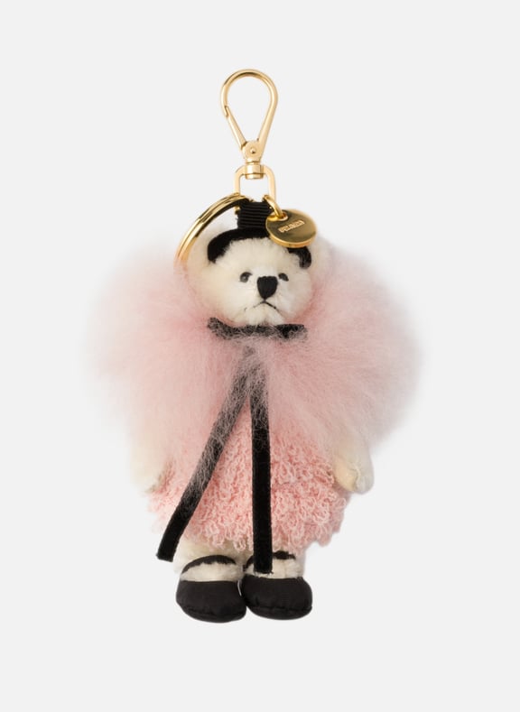 Charm de sac teddy bear avec anneau en métal Blanc by PRADA PRADA Charm de sac teddy bear avec anneau en métal Blanc