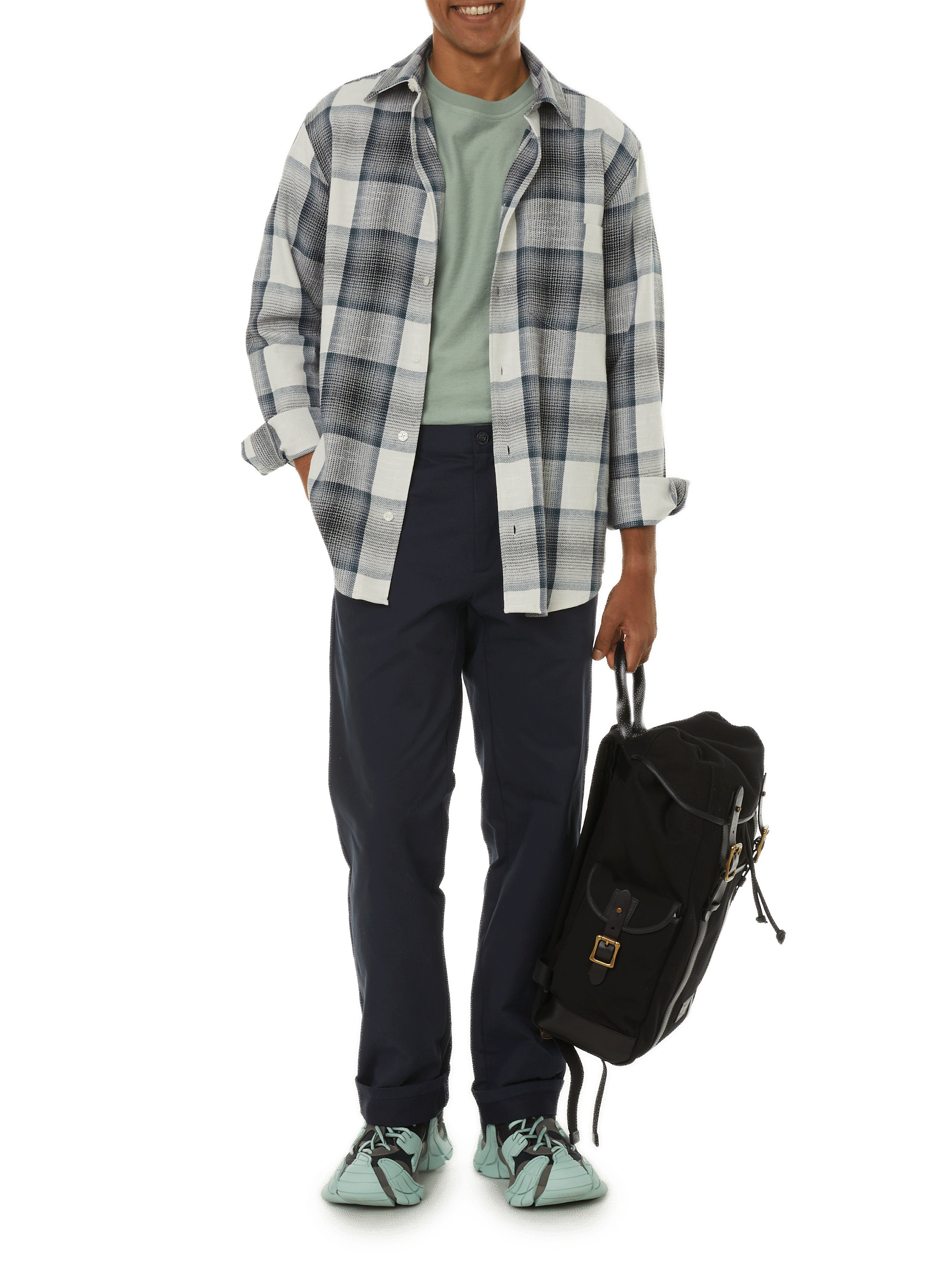 Chemise à carreaux en coton SAMSOE SAMSOE Gris