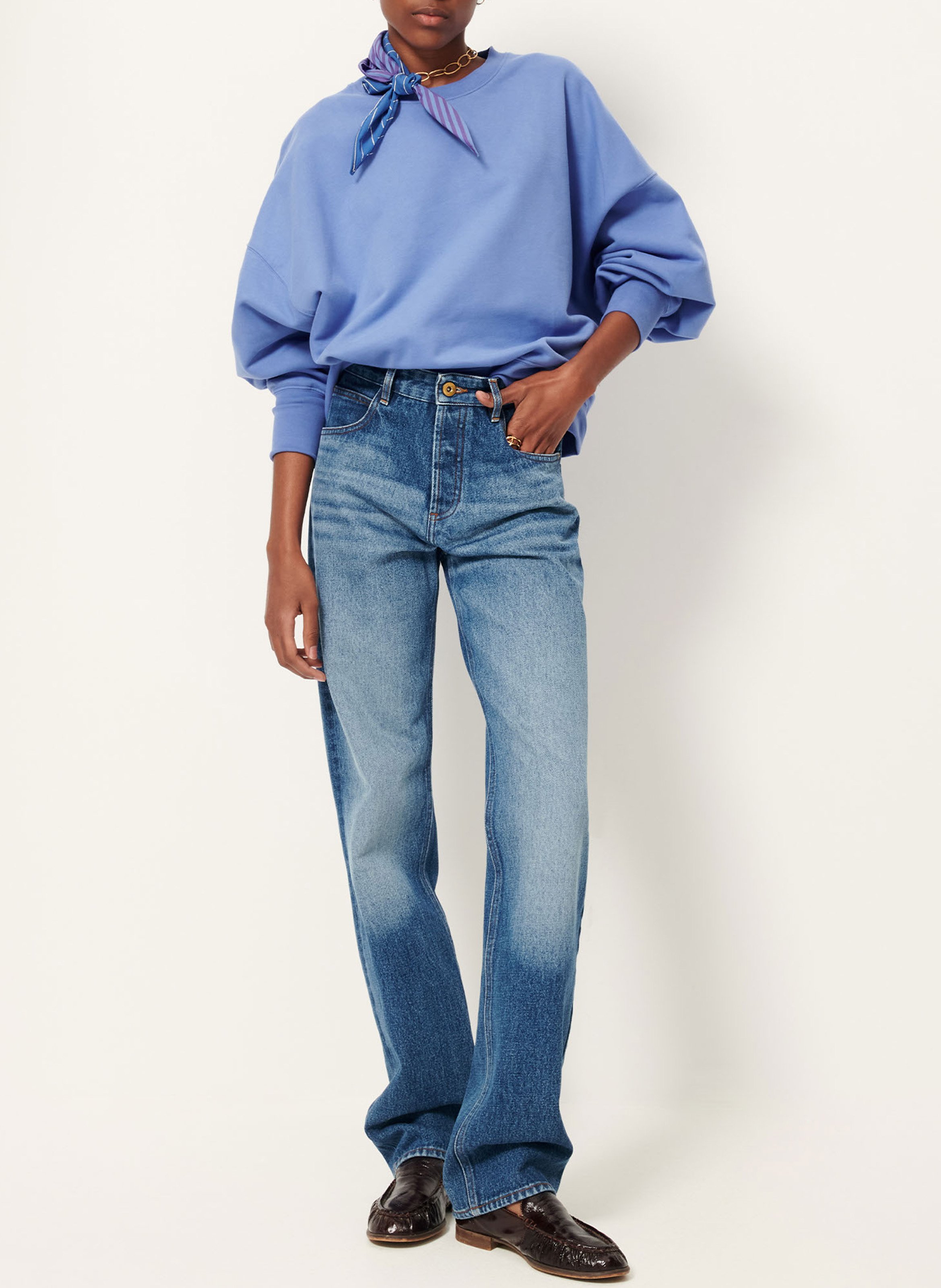 Sweat court oversize en coton isi SESSUN Bleu