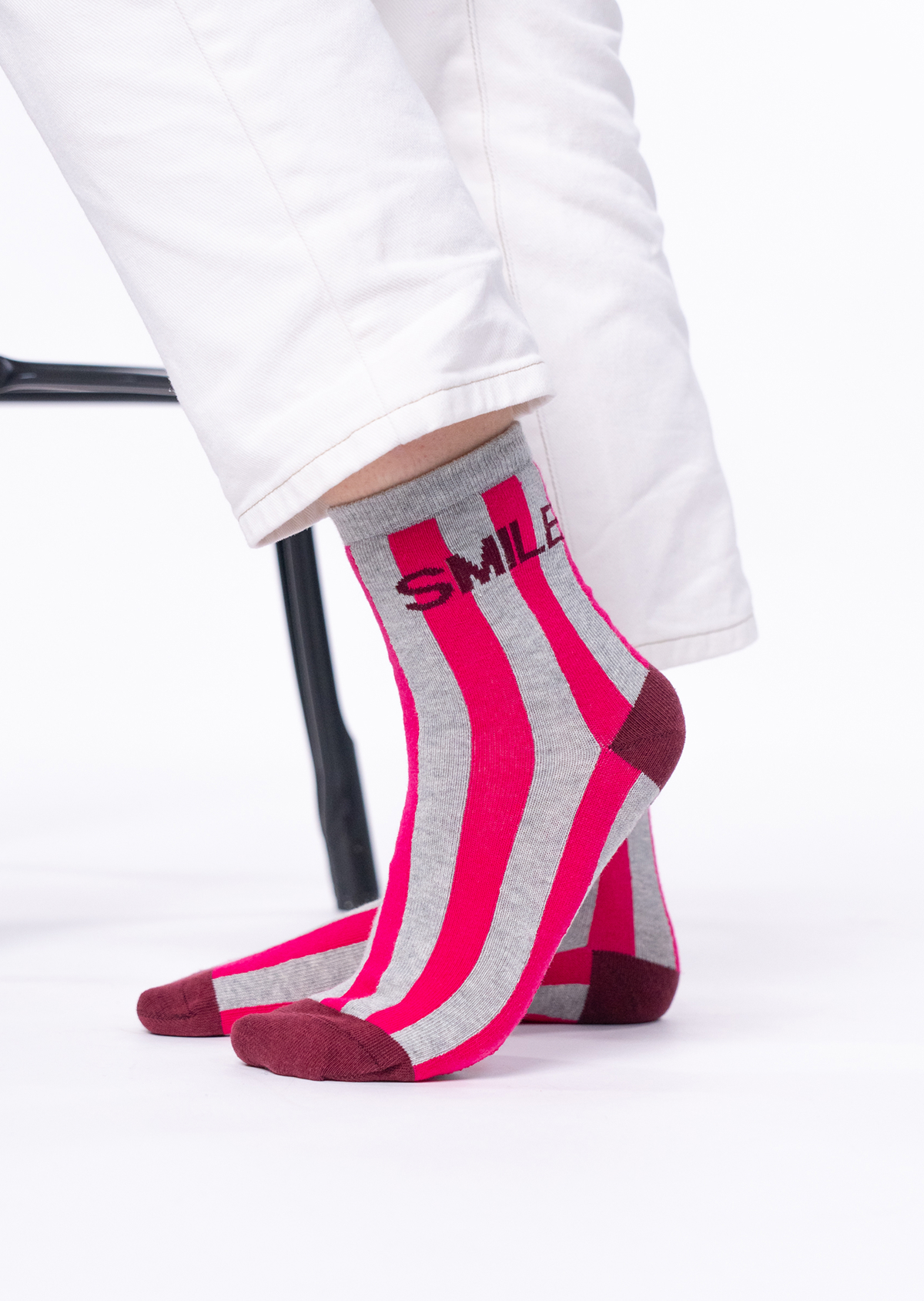 Chaussettes en coton peigné rayées BILLYBELT Gris