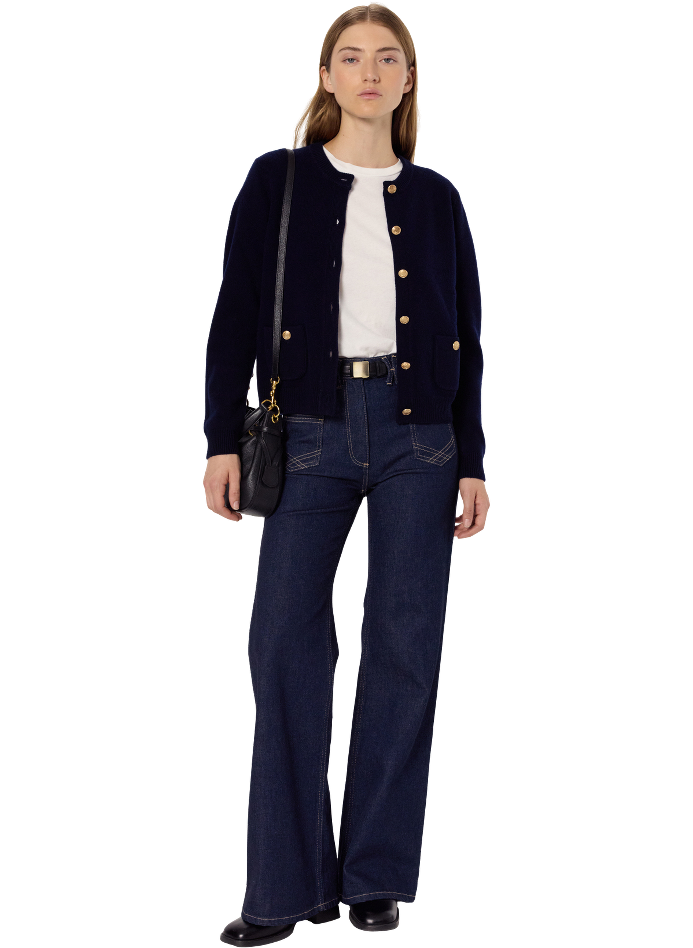 Gilet en laine à boutons dorés - eloise GERARD DAREL Bleu