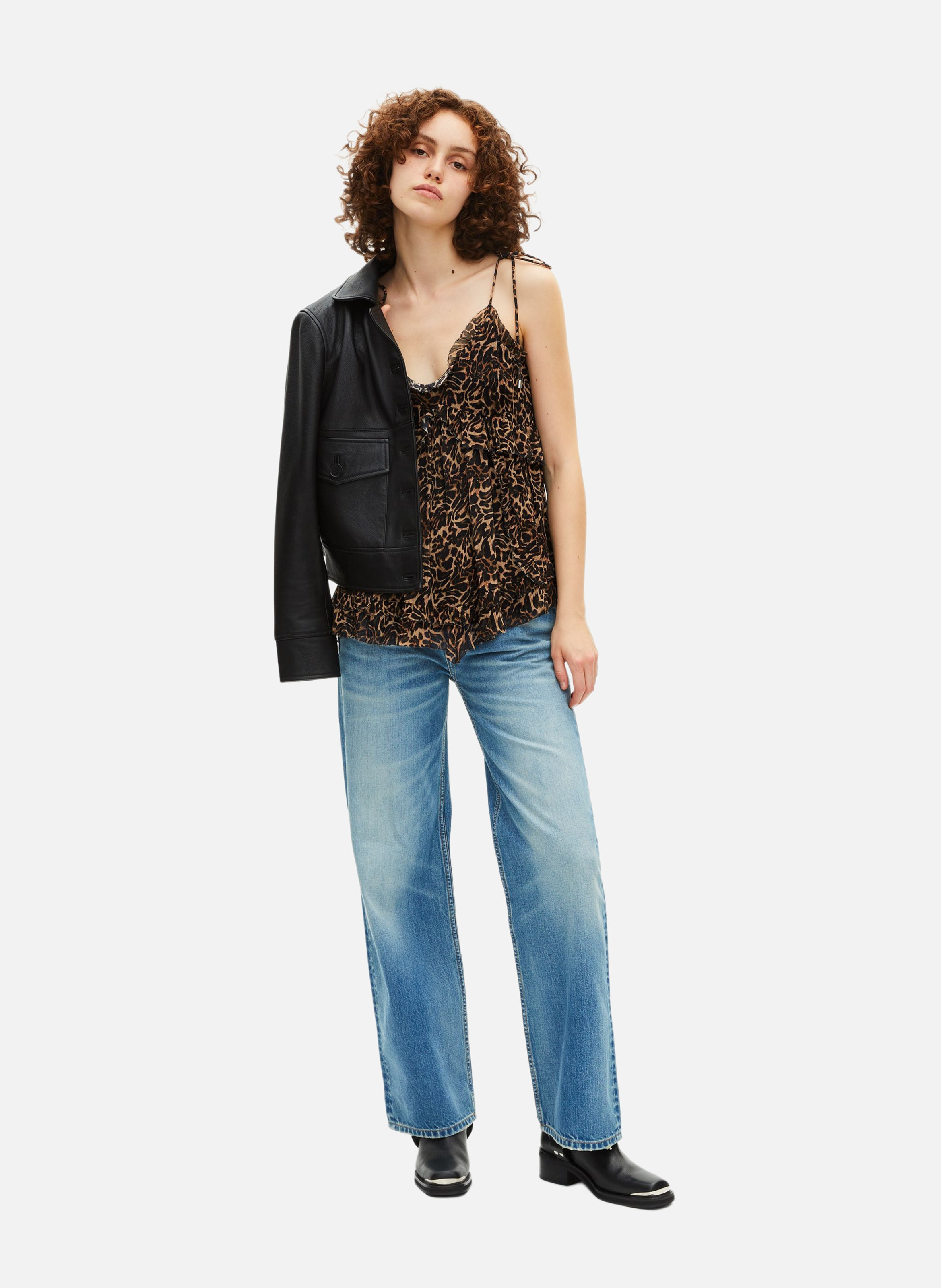Top avec volants imprimé THE KOOPLES Marron