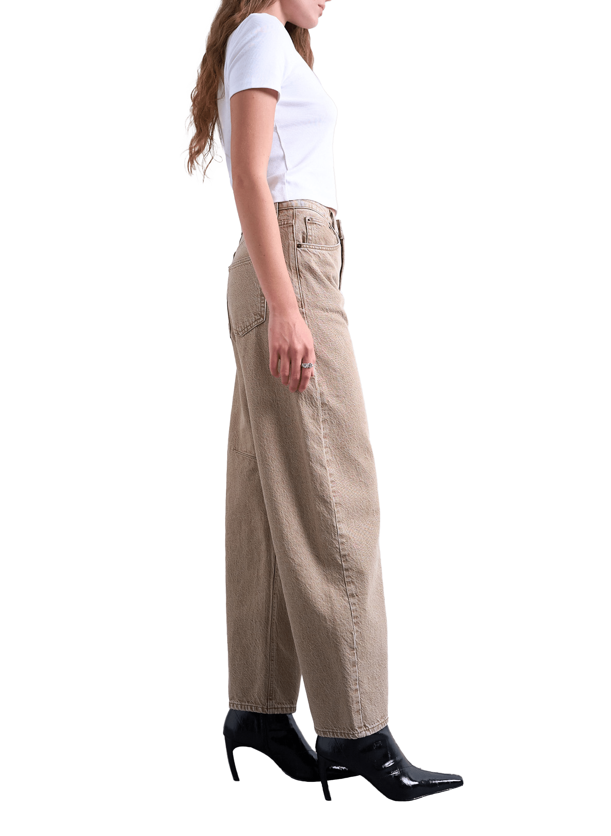 Jean large en coton TOPSHOP Beige