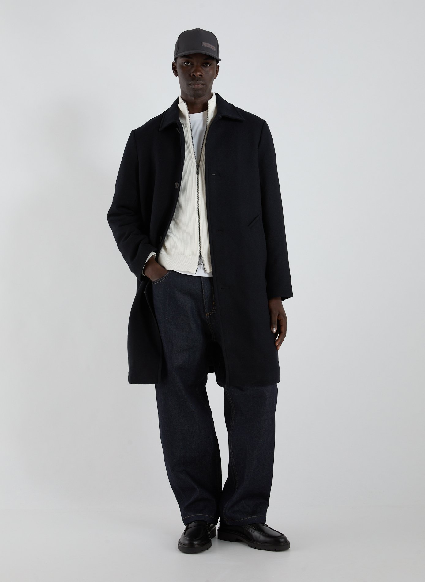 Mid-length parka with classic collar in mixed wool ARMANI EXCHANGE Blue