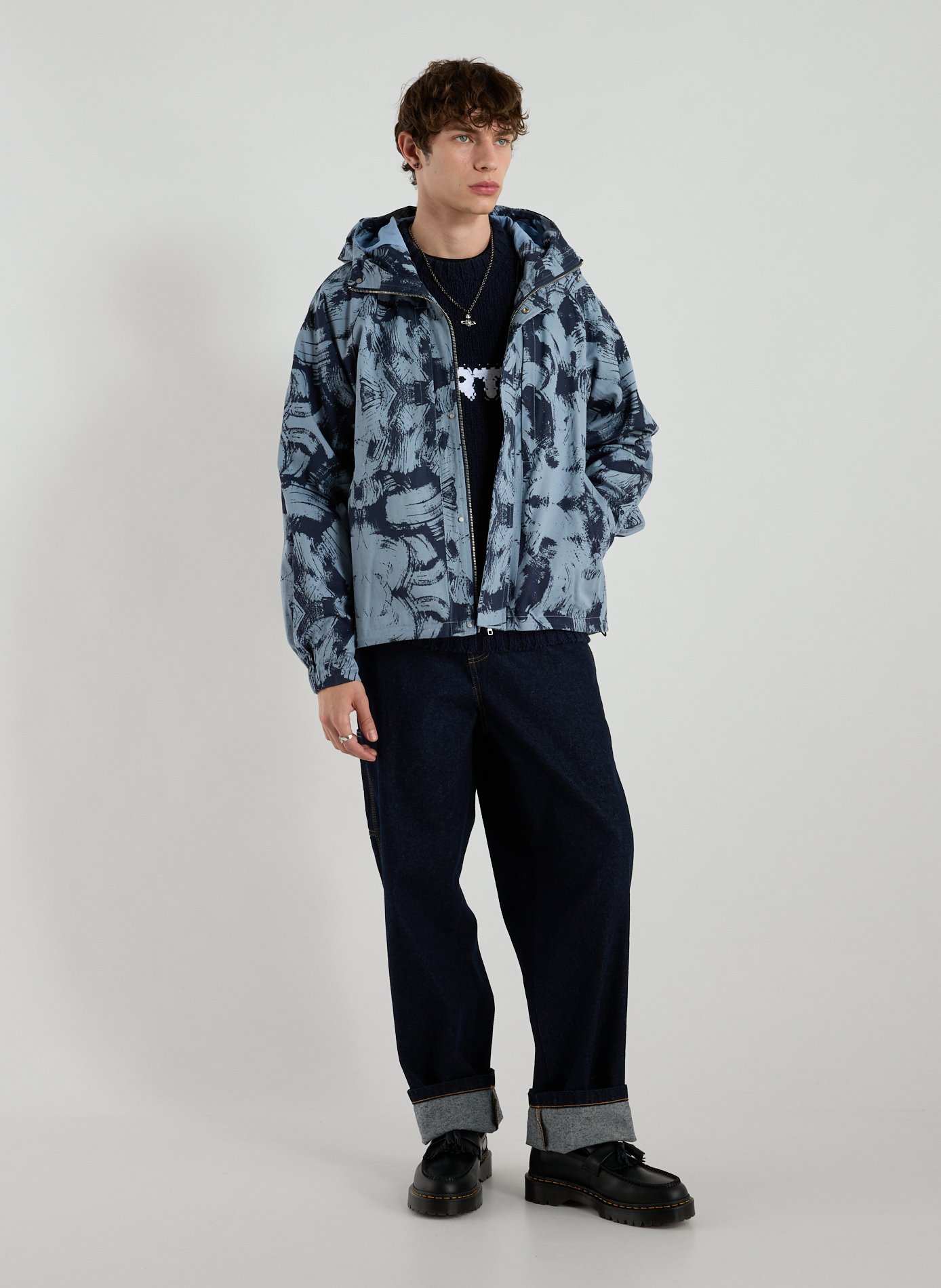 Oversized printed cotton jacket ARTE ANTWERP Blue