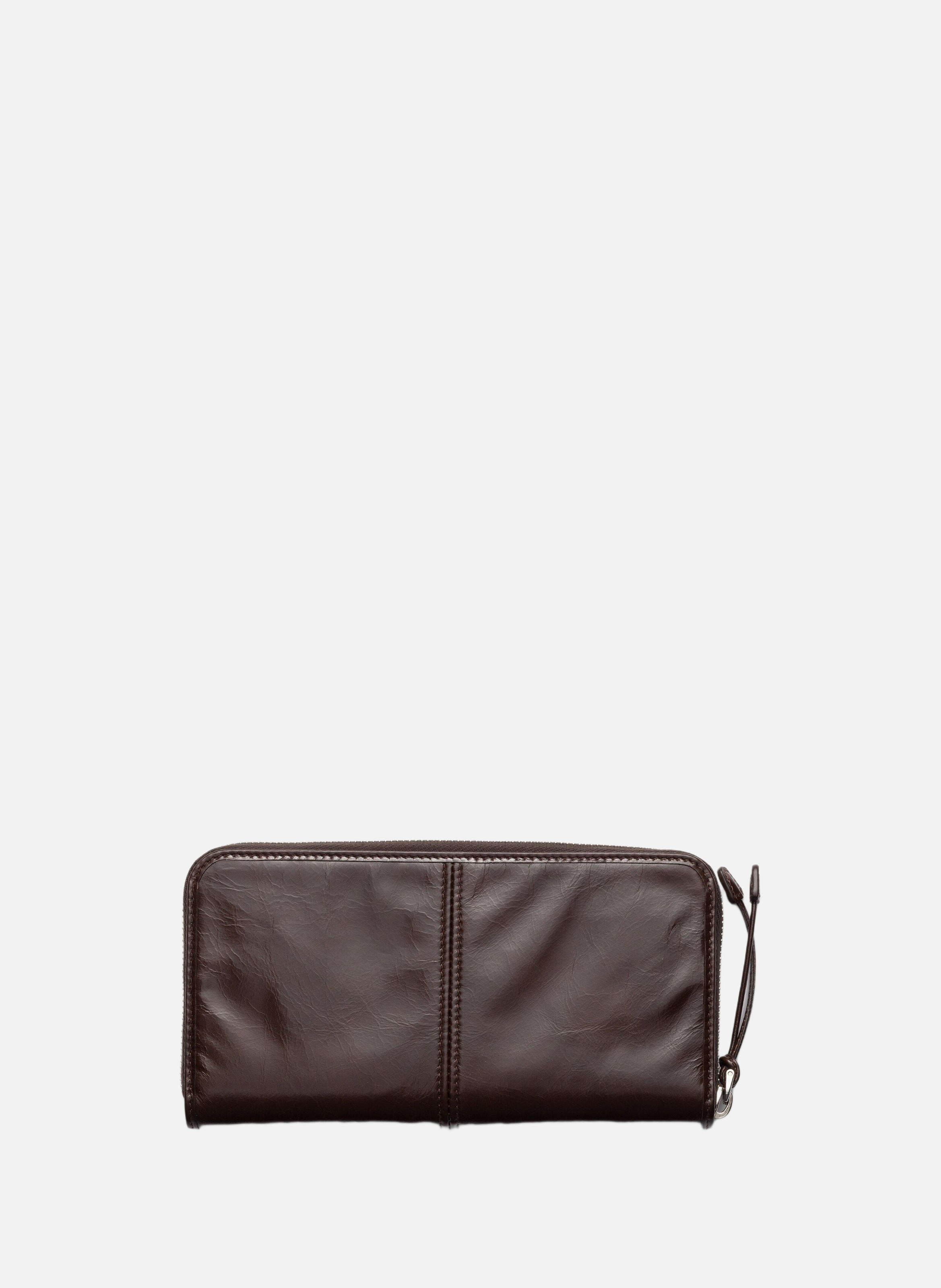 Portefeuille en cuir PRADA Marron