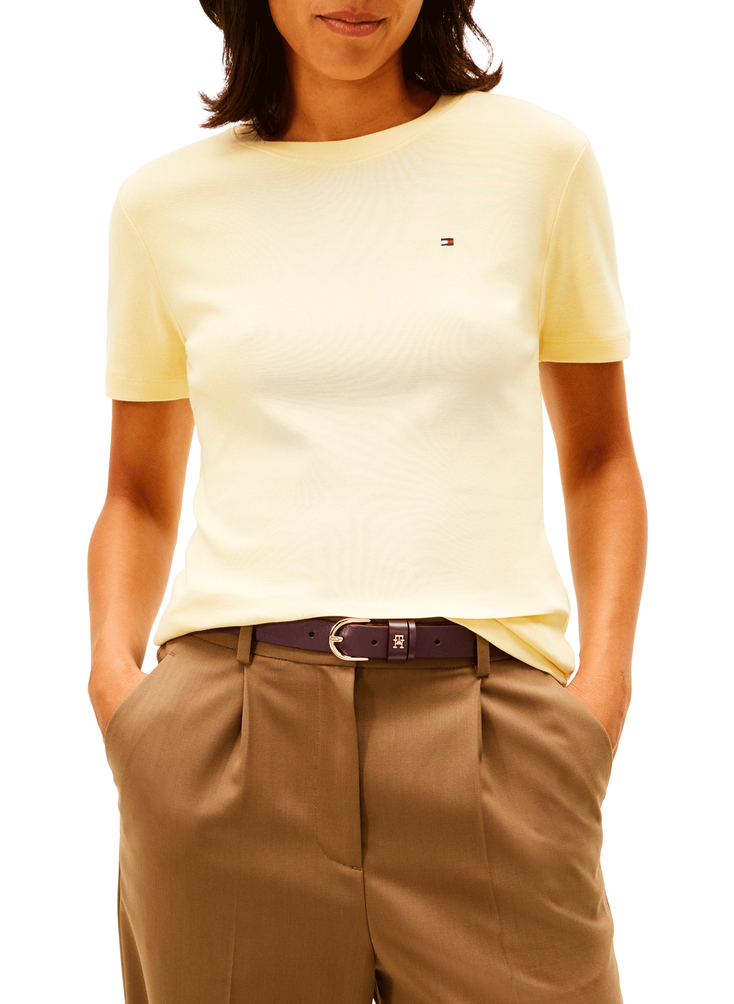 TOMMY HILFIGER Striped cotton T-Shirt Yellow