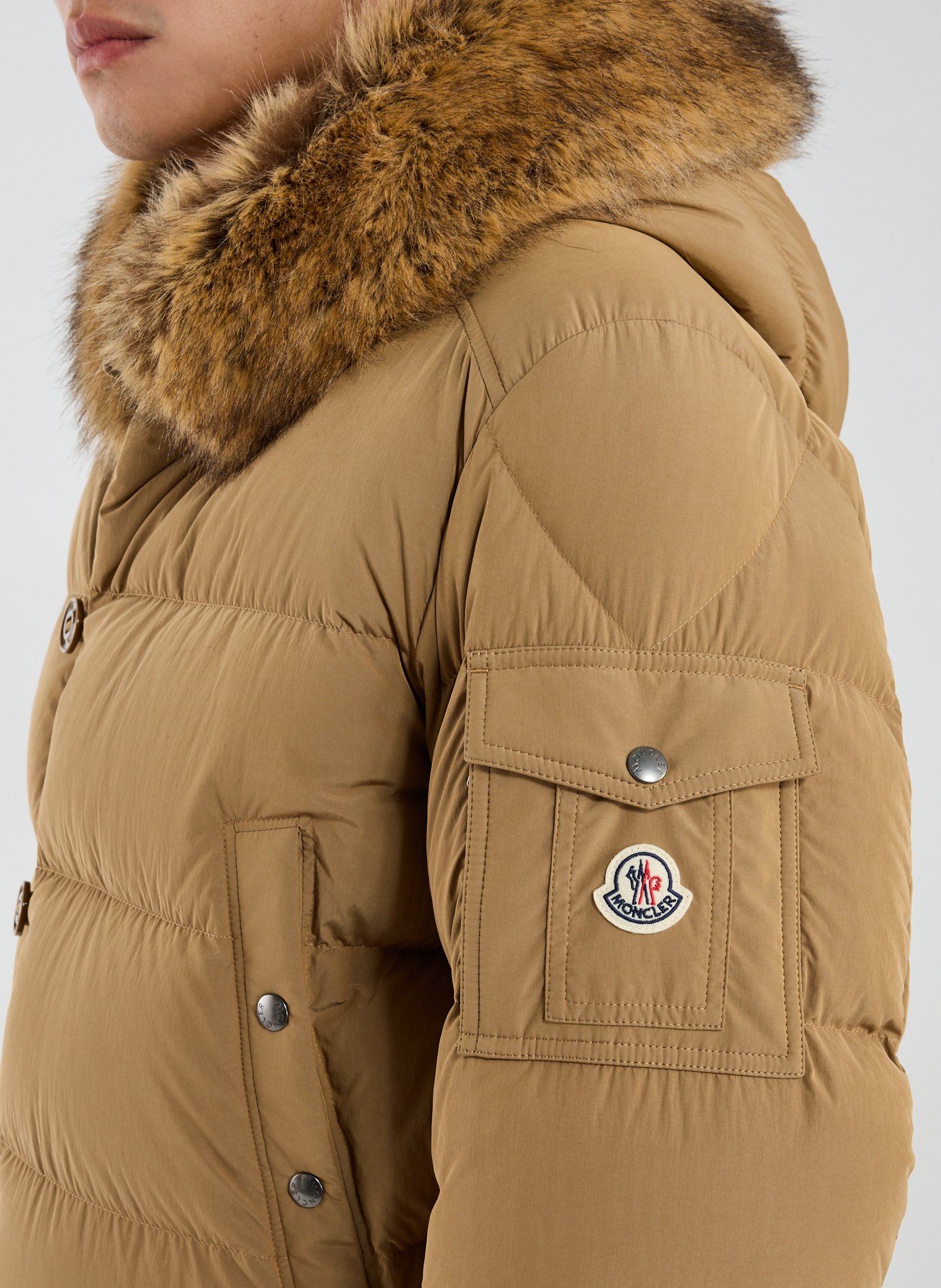 Hooded down jacket MONCLER Beige