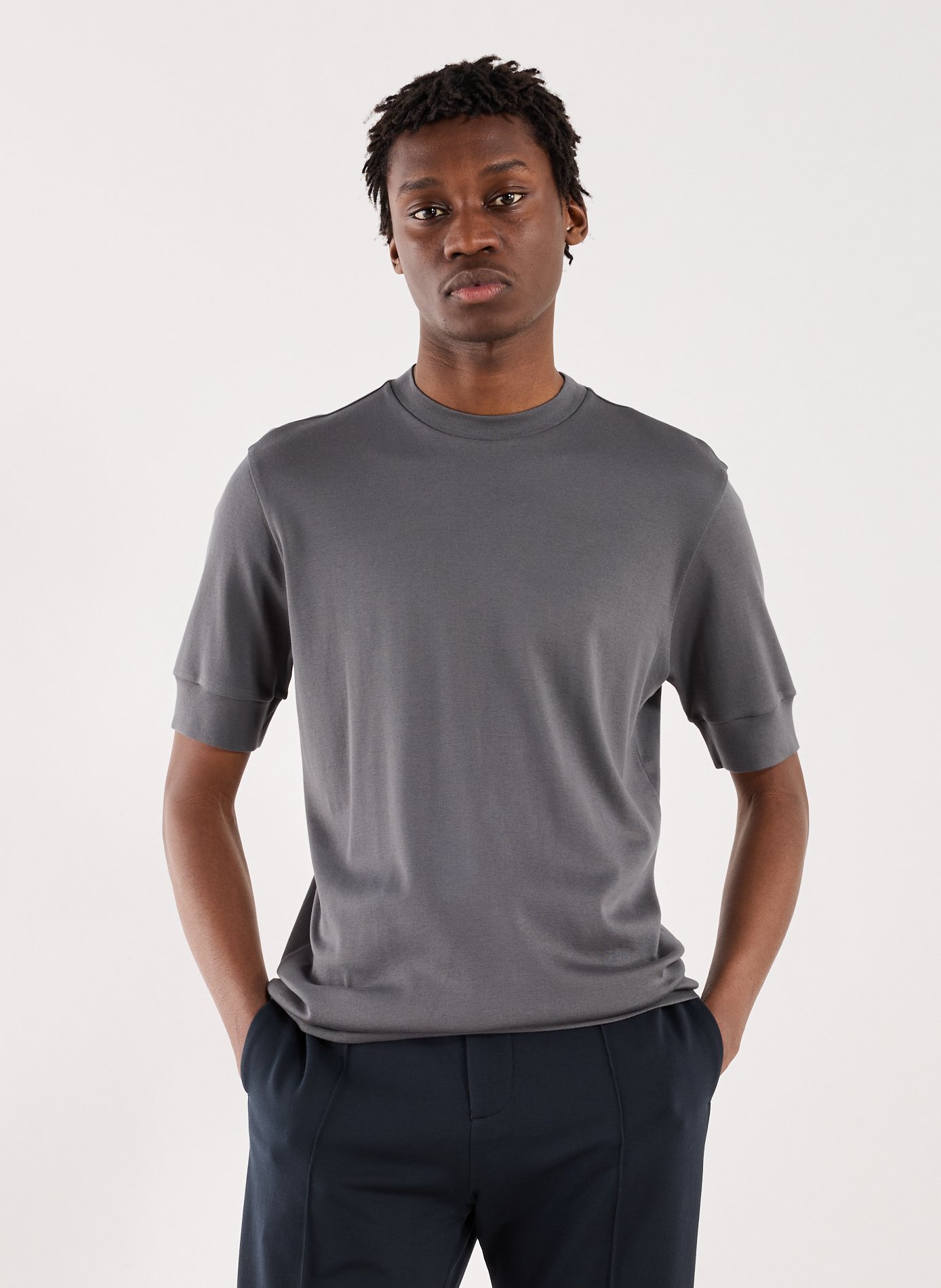 T-shirt col rond en coton STEFAN BRANDT Gris