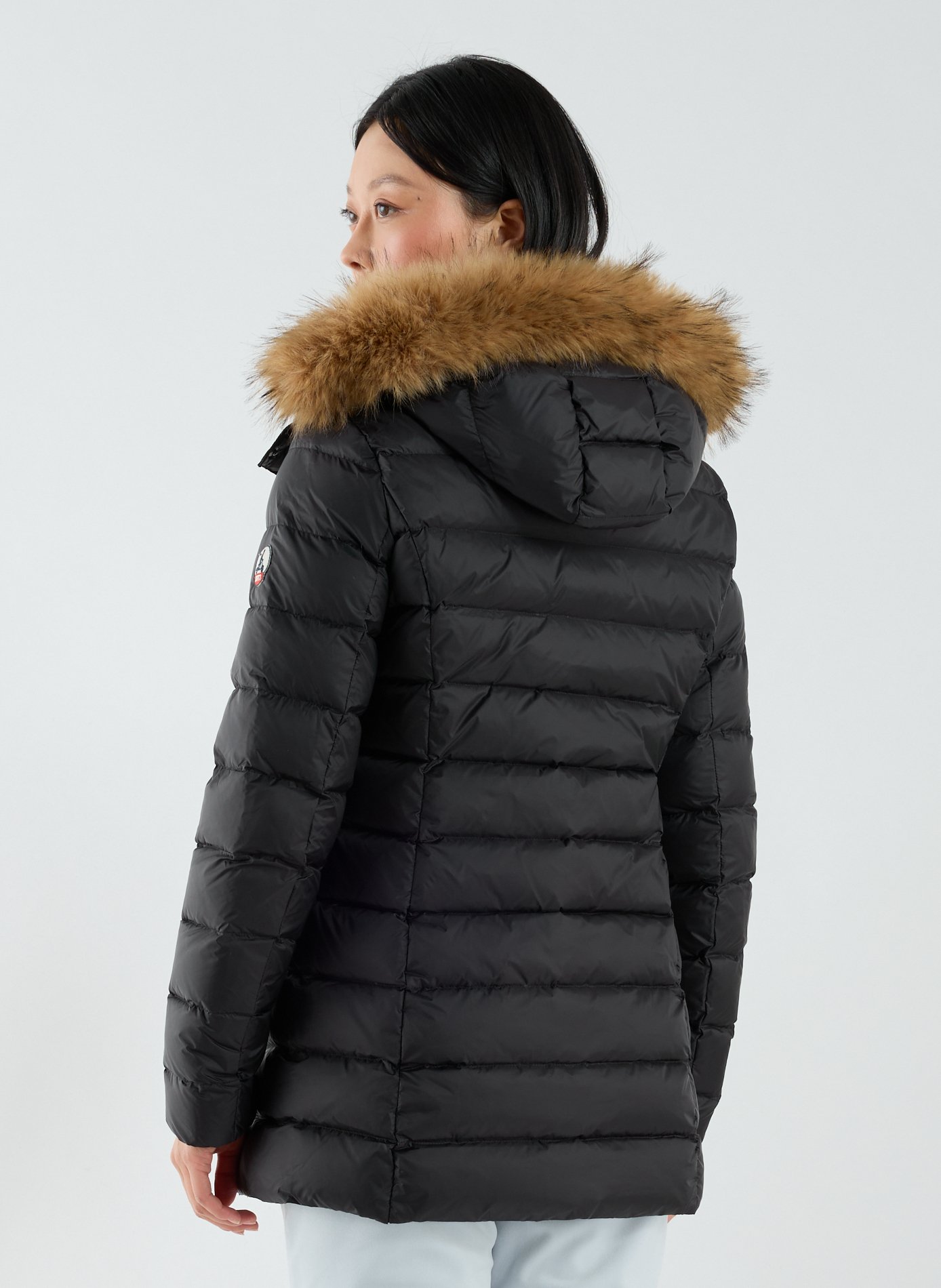 Hooded puffer jacket with faux fur effect JOTT Black