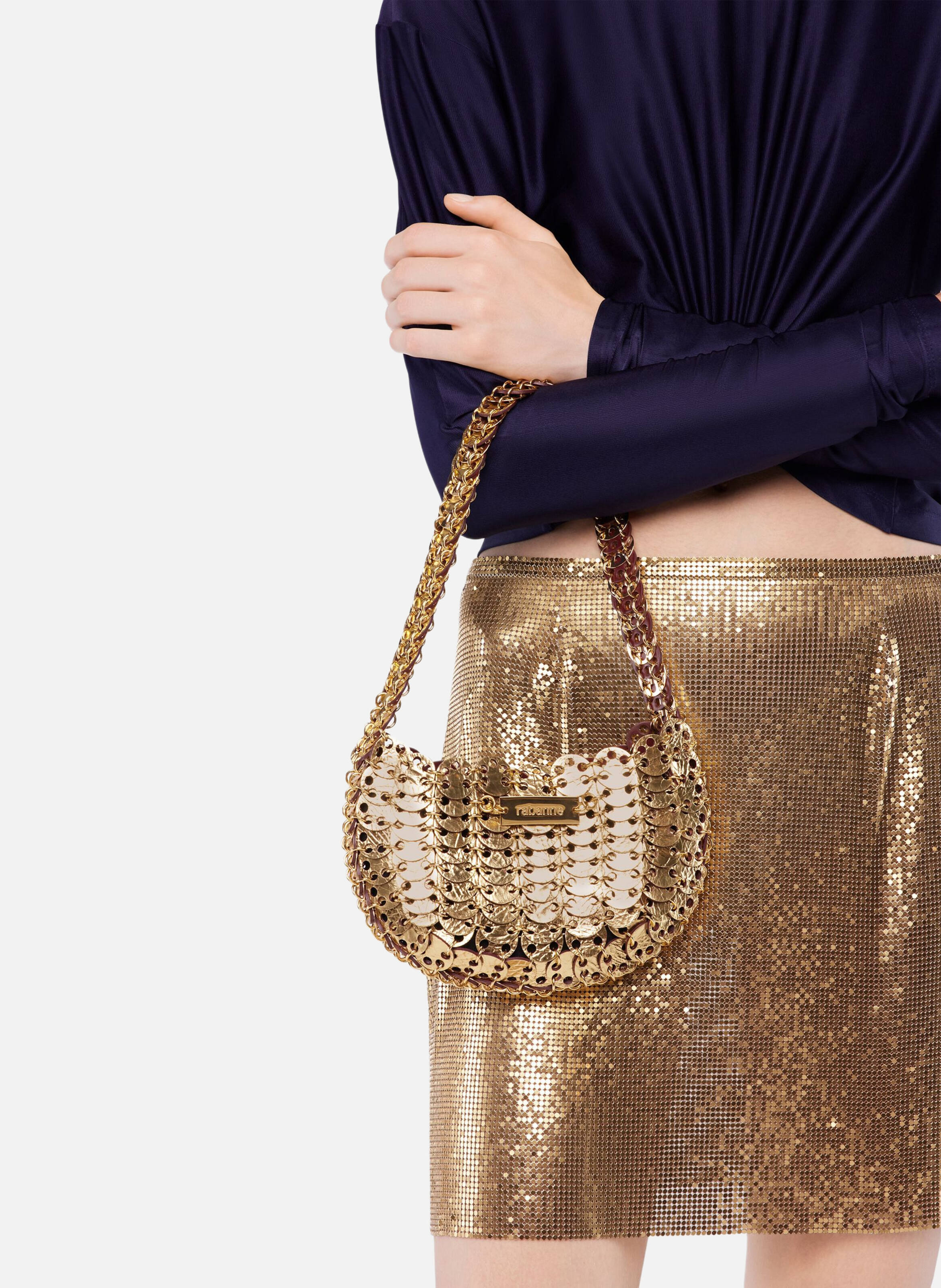 Sac moon flip en cuir réversible RABANNE Rouge