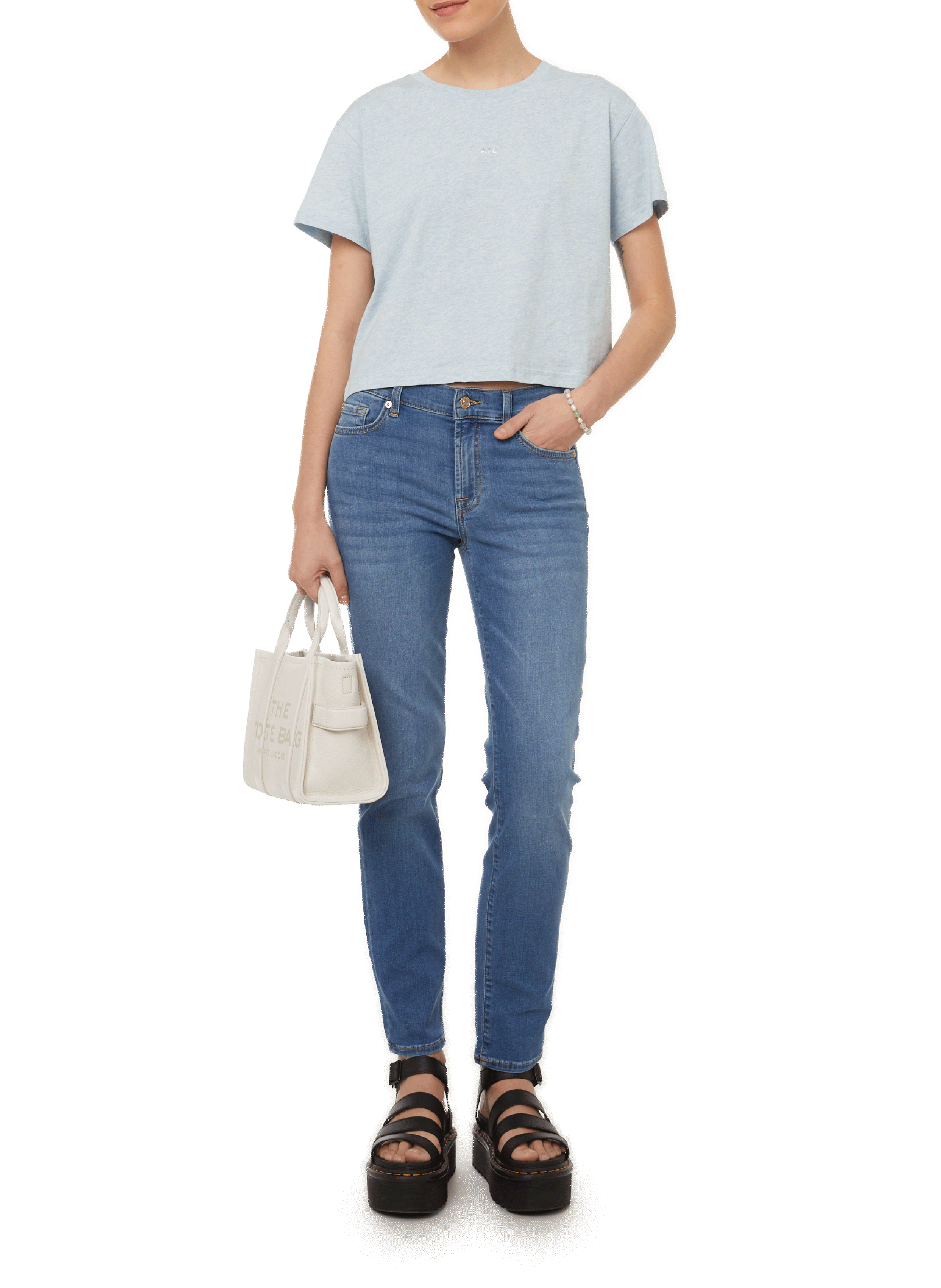 Sac cabas The Leather Small Tote Bag MARC JACOBS Blanc