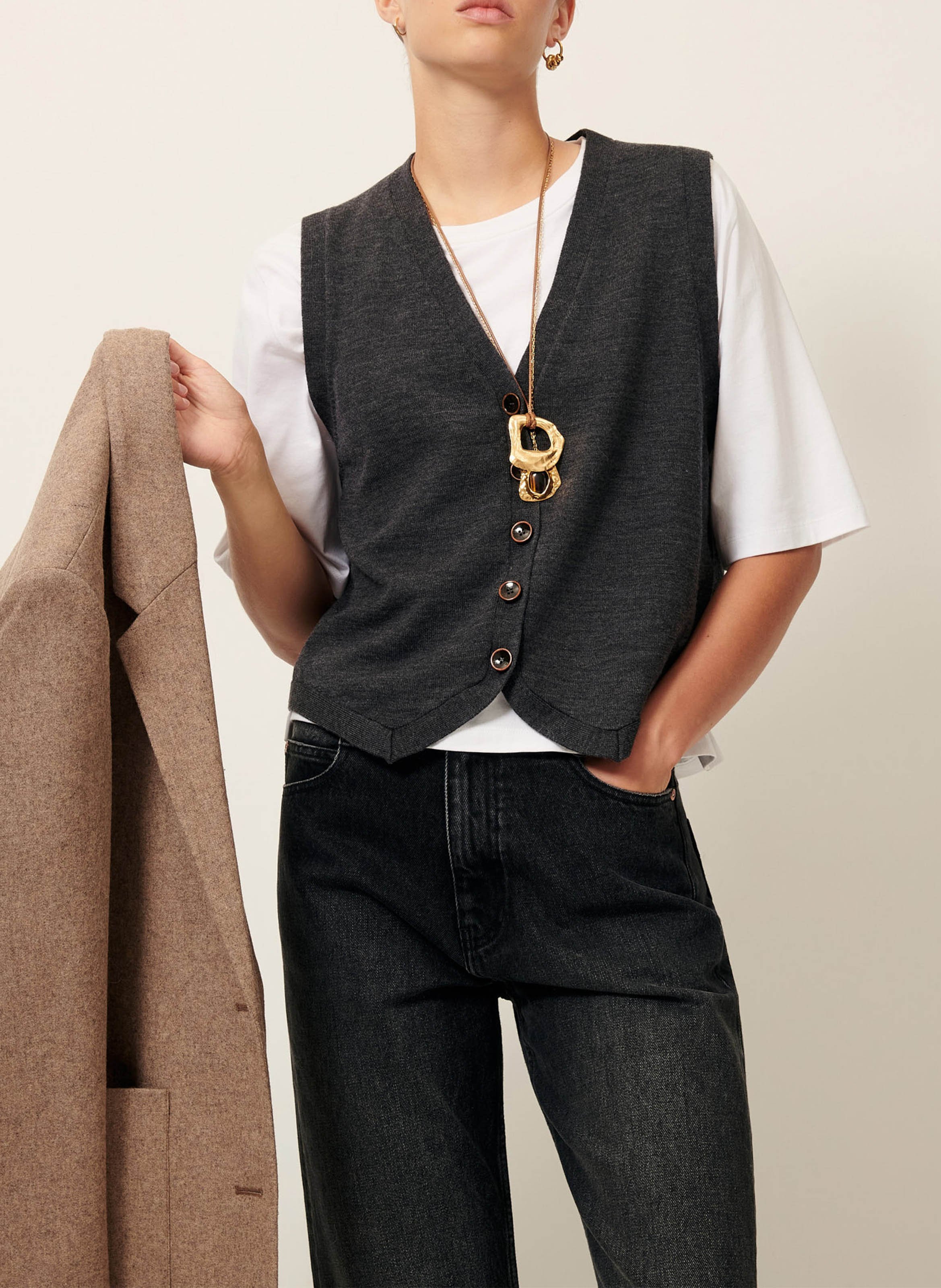 Gilet col v en laine giancarlo SESSUN Gris