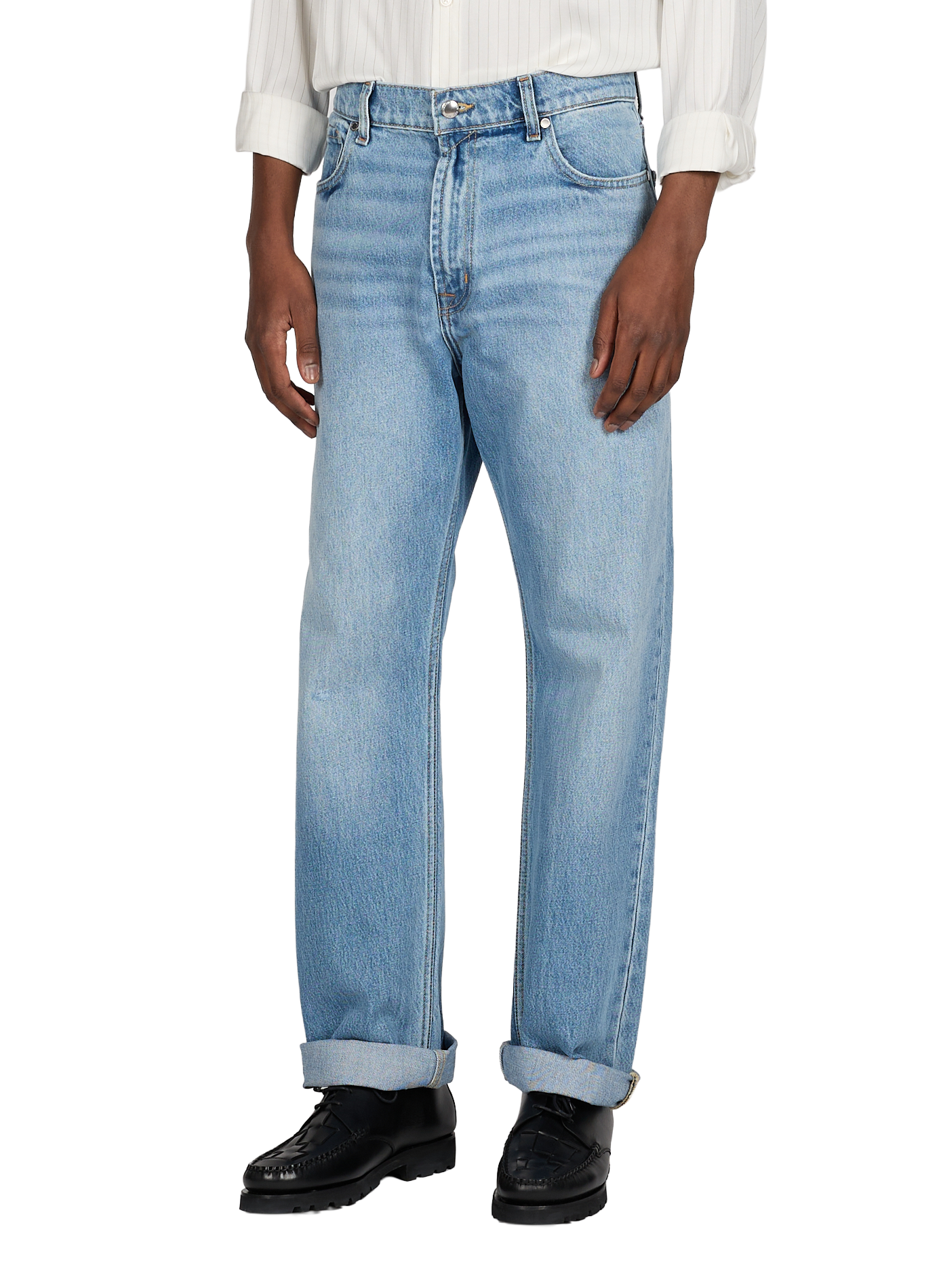 Jean droit en coton 7 FOR ALL MANKIND Bleu