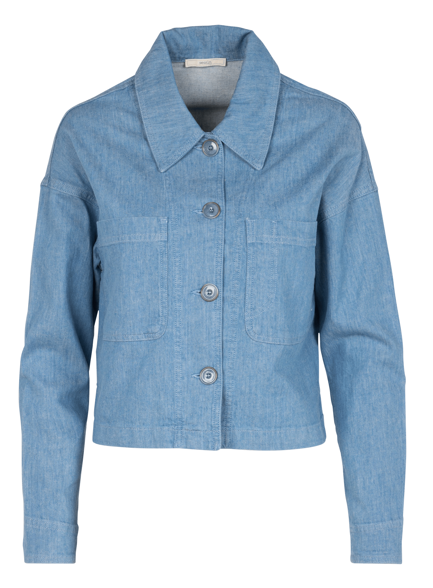 Surchemise droite col classique en coton et lin mélangé notteri SESSUN Bleu