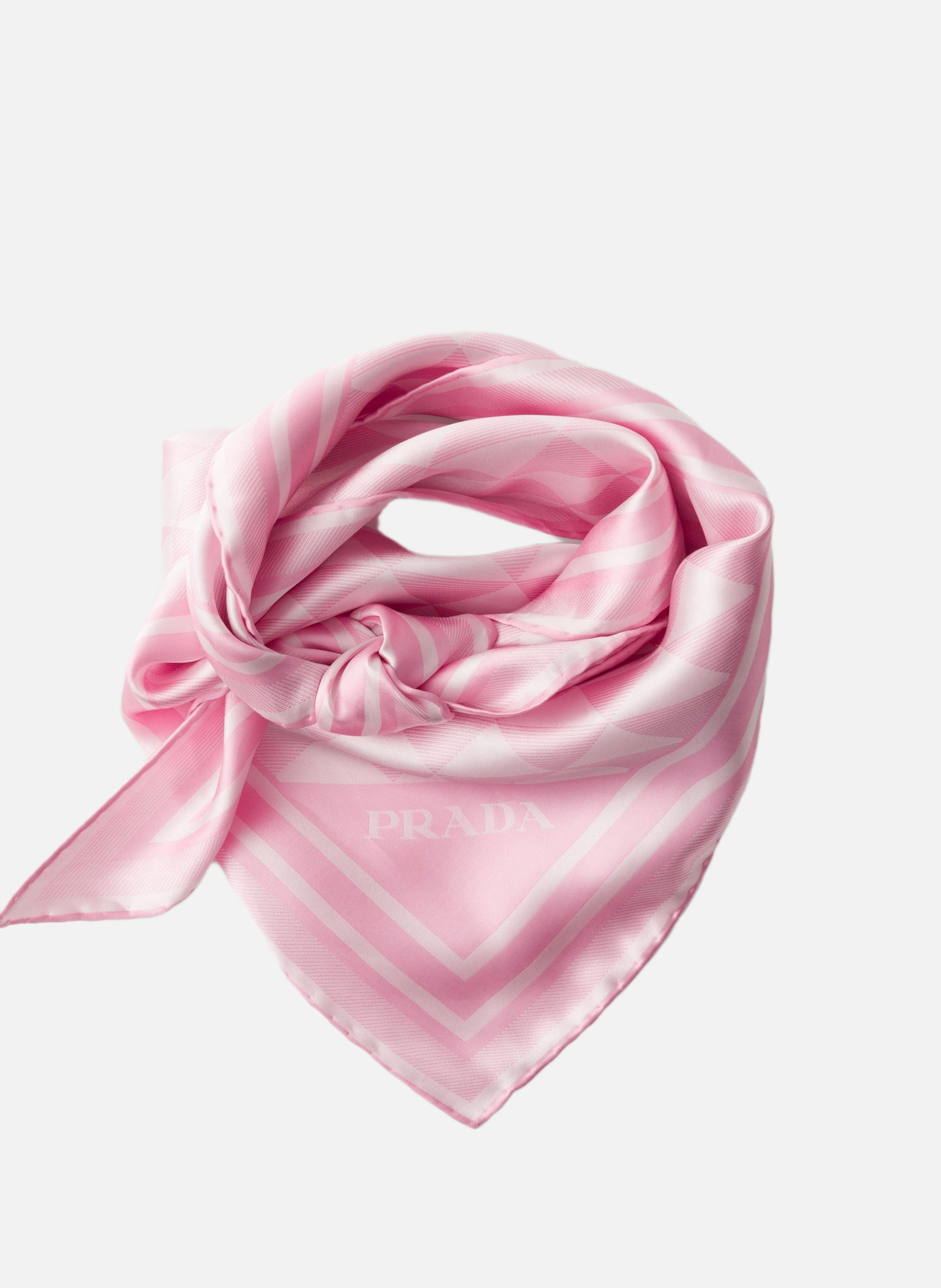 Écharpe en soie imprimée PRADA Rose